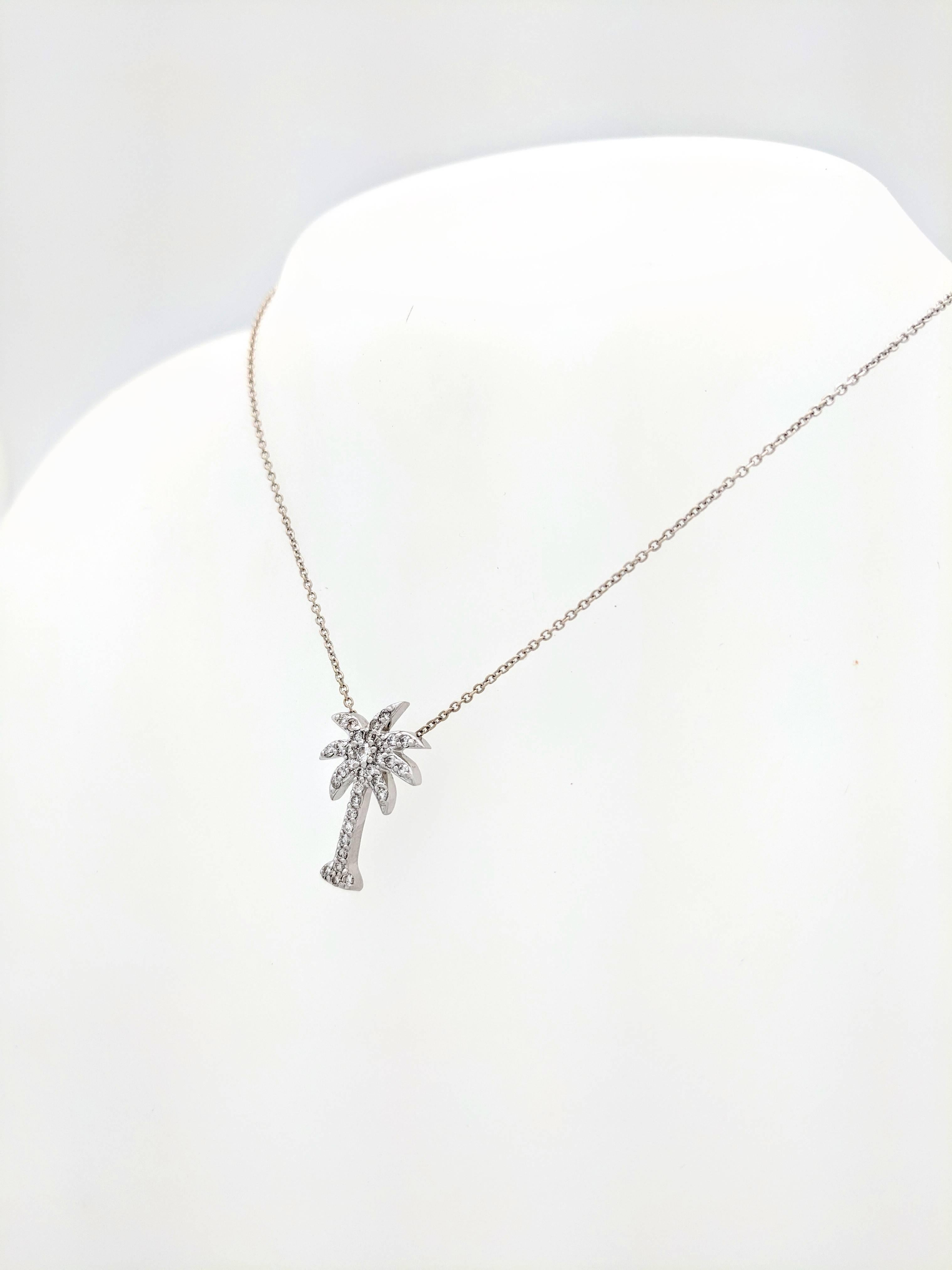 white gold palm tree pendant