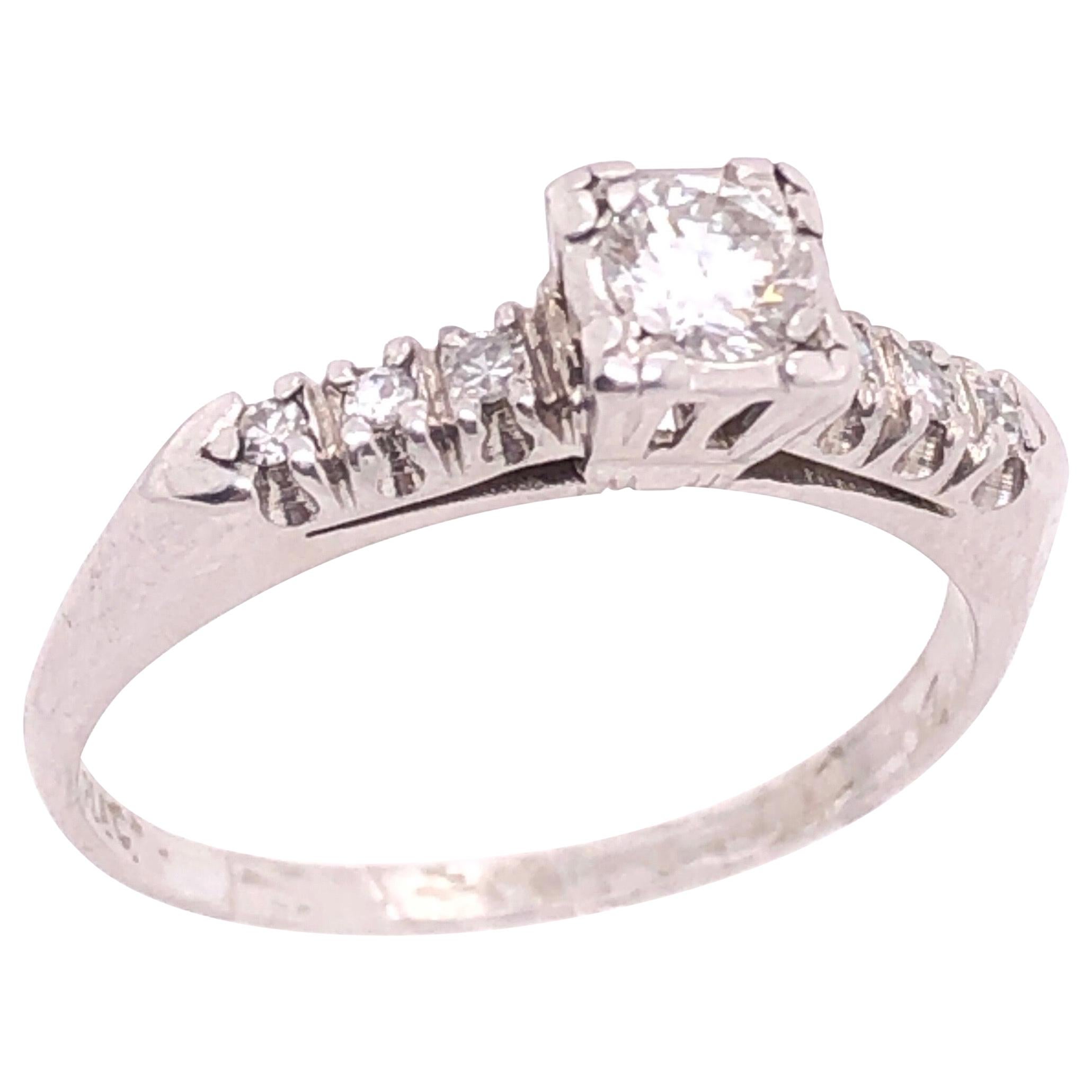 14 Karat White Gold Diamond Engagement Bridal Wedding Ring