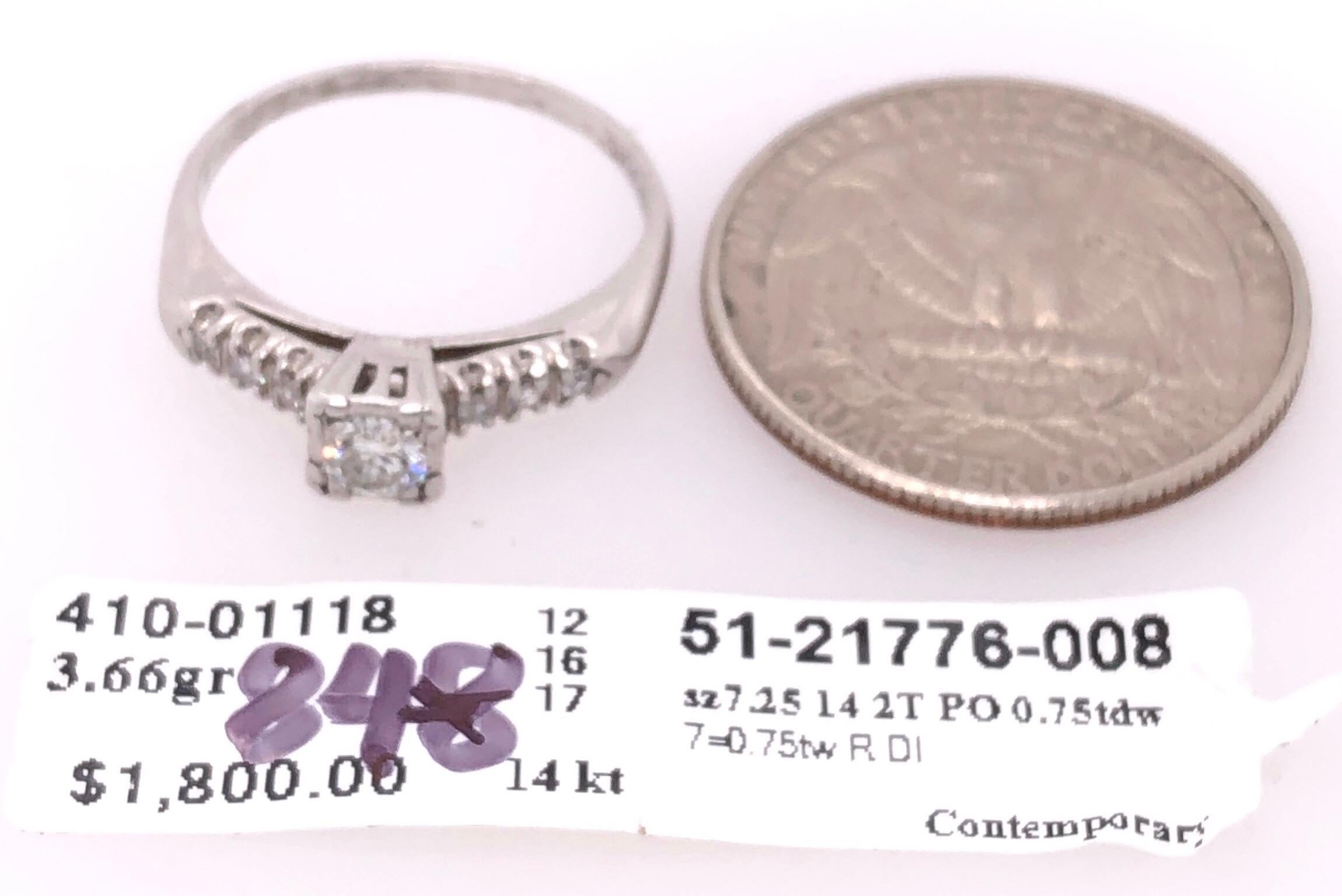 14 Karat White Gold Diamond Engagement Bridal Wedding Ring For Sale 1