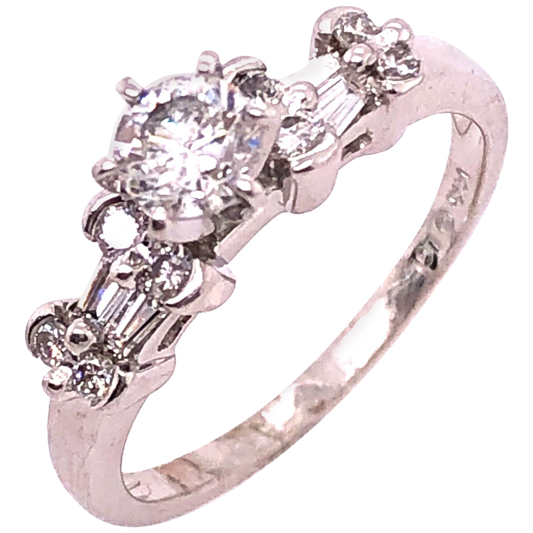 14 Karat White Gold Diamond Engagement Ring 1.30 Total Diamond Weight For Sale