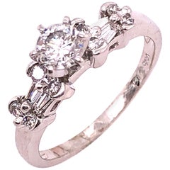 14 Karat White Gold Diamond Engagement Ring 1.30 Total Diamond Weight