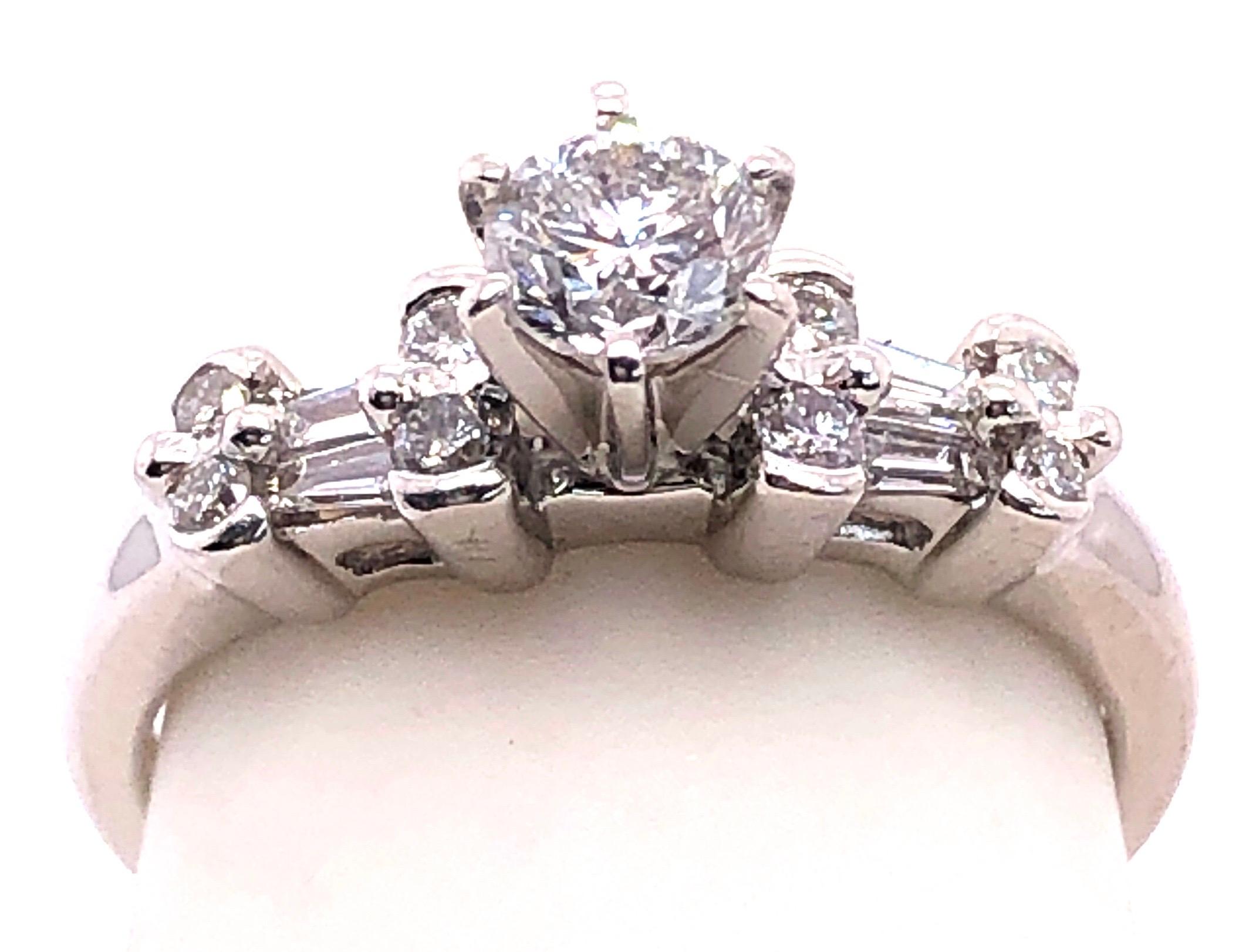 14 Karat White Gold Diamond Engagement Ring 1.30 Total Diamond Weight For Sale 5