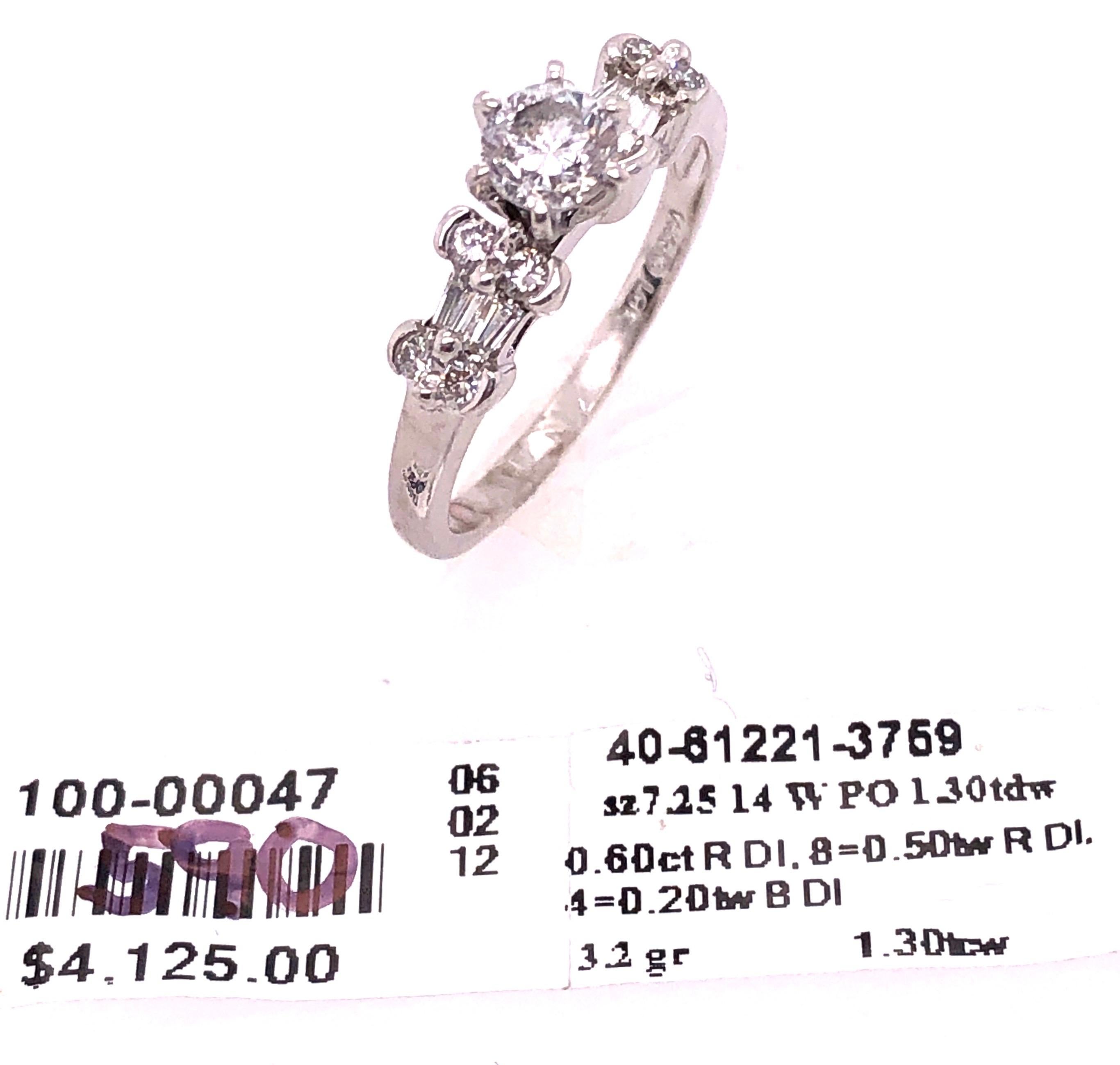 14 Karat White Gold Diamond Engagement Ring 1.30 Total Diamond Weight For Sale 7