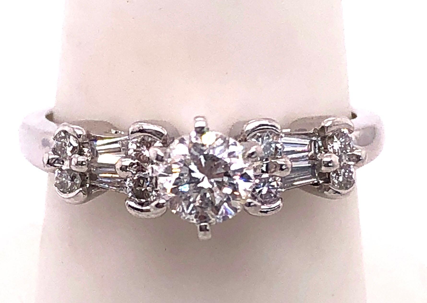 Modern 14 Karat White Gold Diamond Engagement Ring 1.30 Total Diamond Weight For Sale