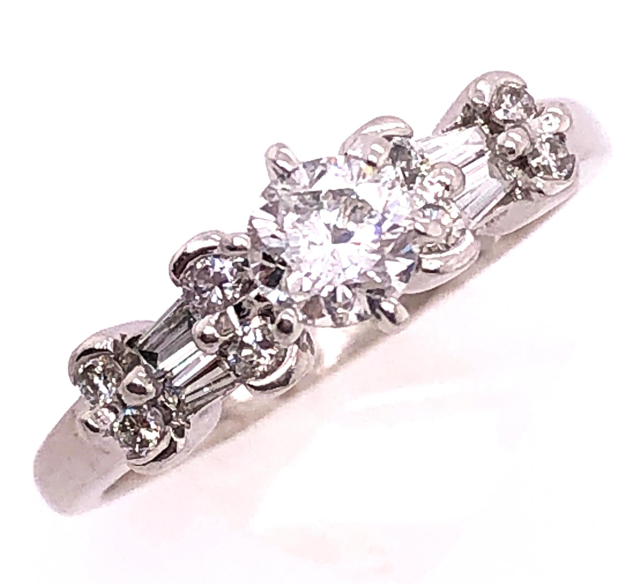 14 Karat White Gold Diamond Engagement Ring 1.30 Total Diamond Weight For Sale 2