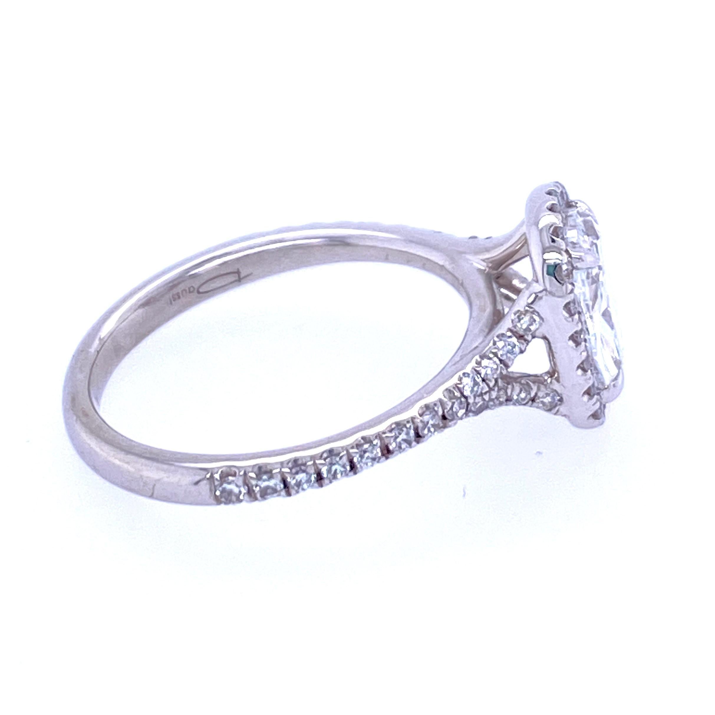 Contemporary 14 Karat White Gold Diamond Engagement Ring and Wedding Band Set