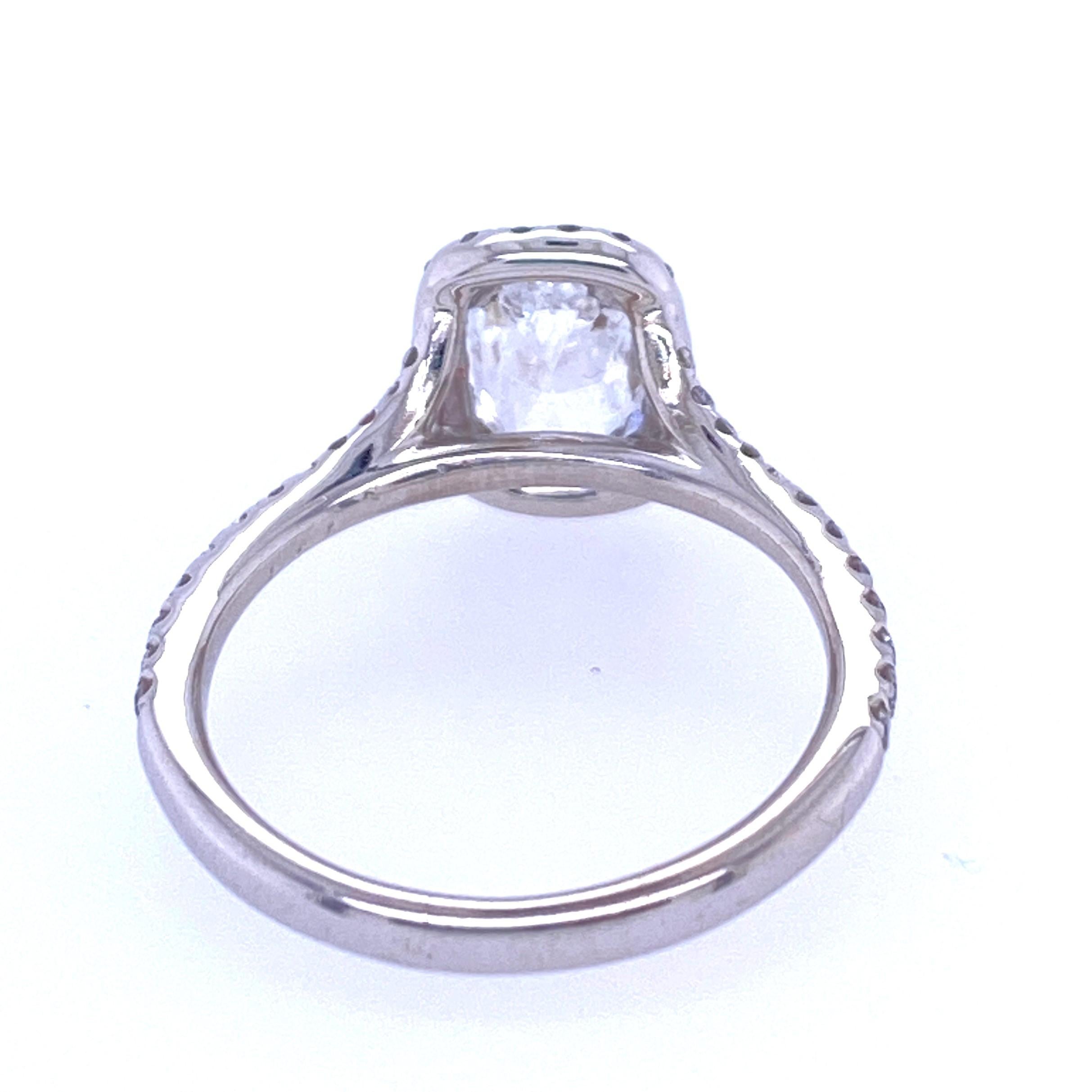 Cushion Cut 14 Karat White Gold Diamond Engagement Ring and Wedding Band Set