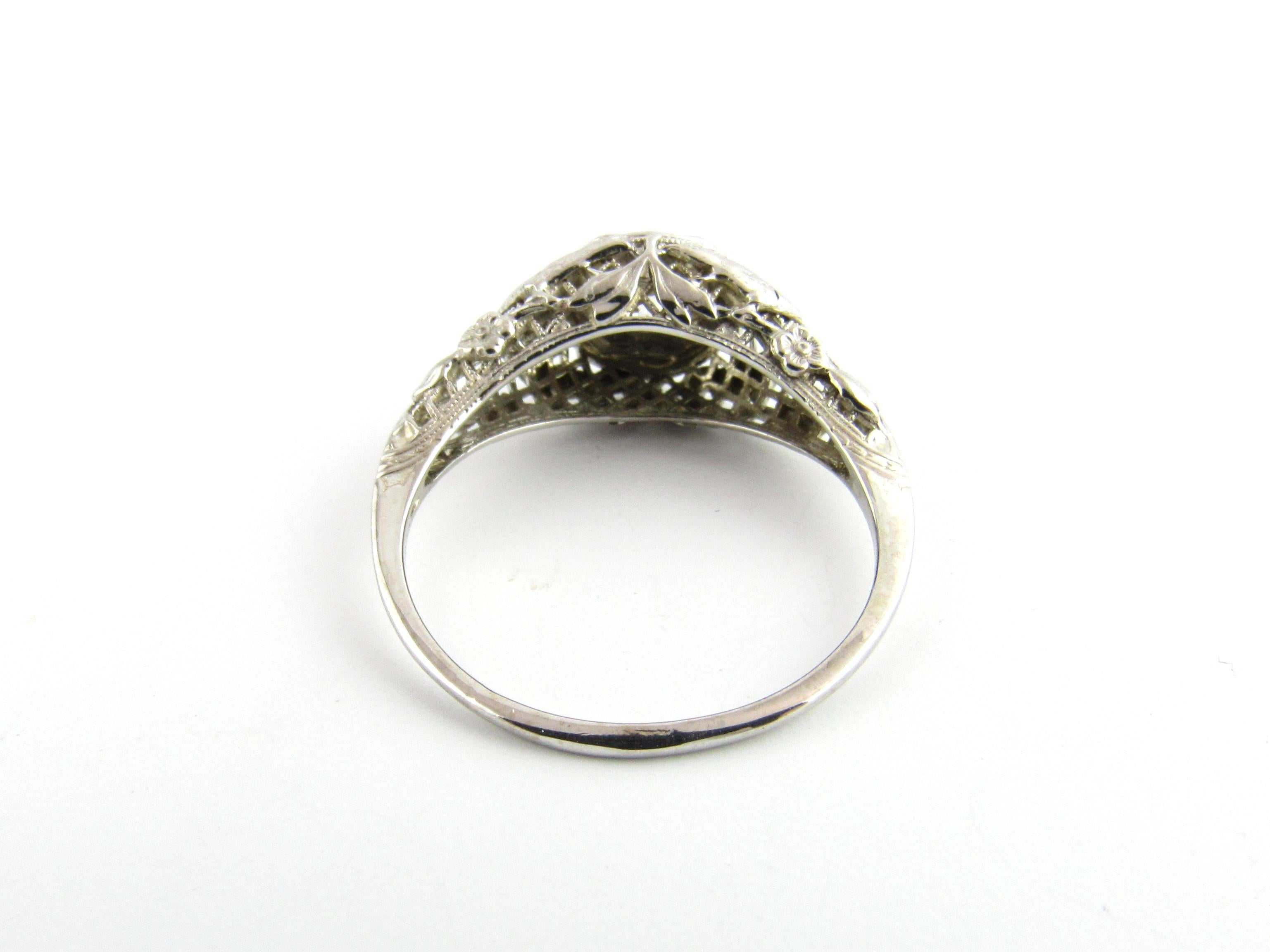 Taille vieille Europe Bague de fiançailles en or blanc 14 carats avec diamants
