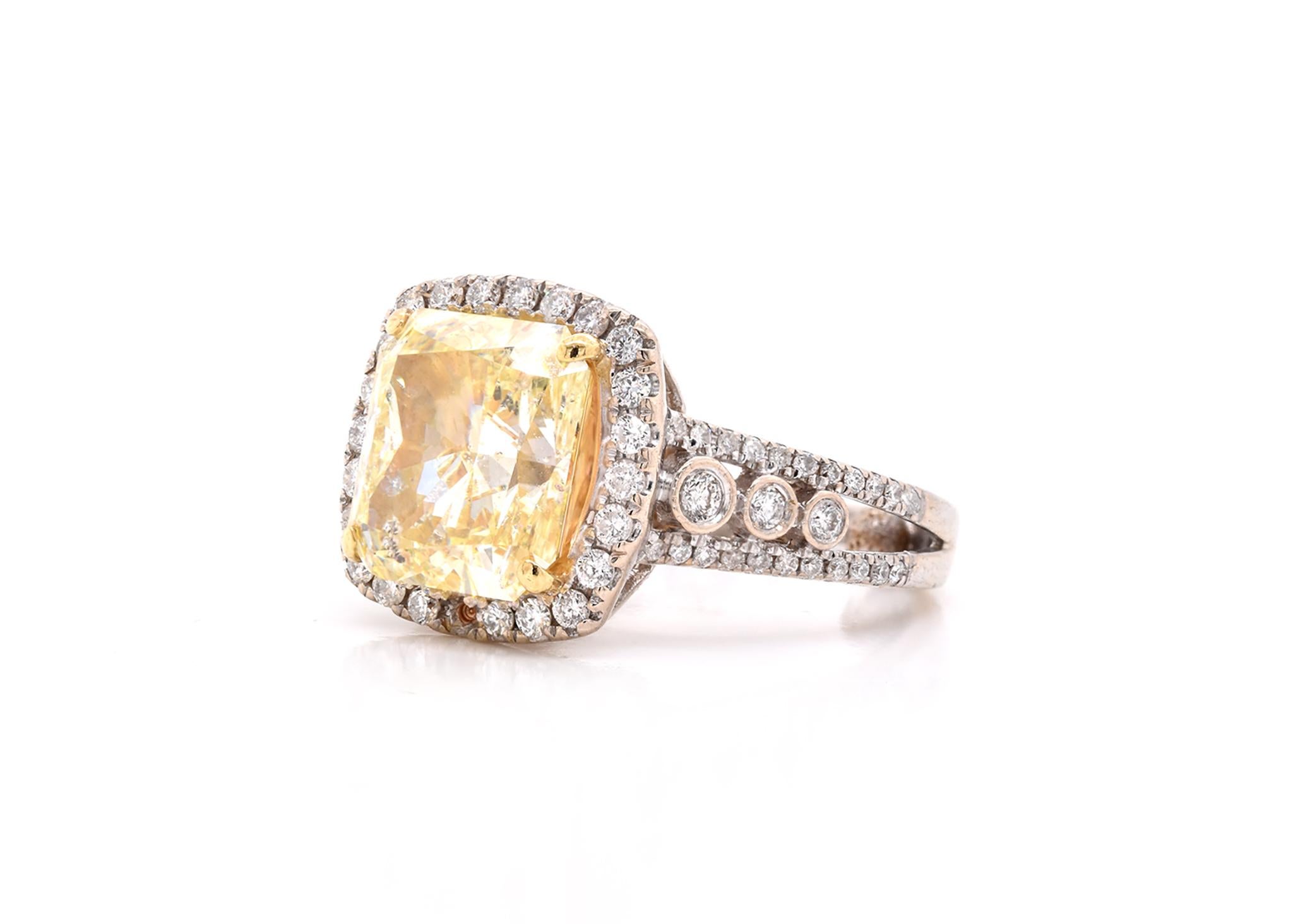 Cushion Cut 14 Karat White Gold Diamond Engagement Ring