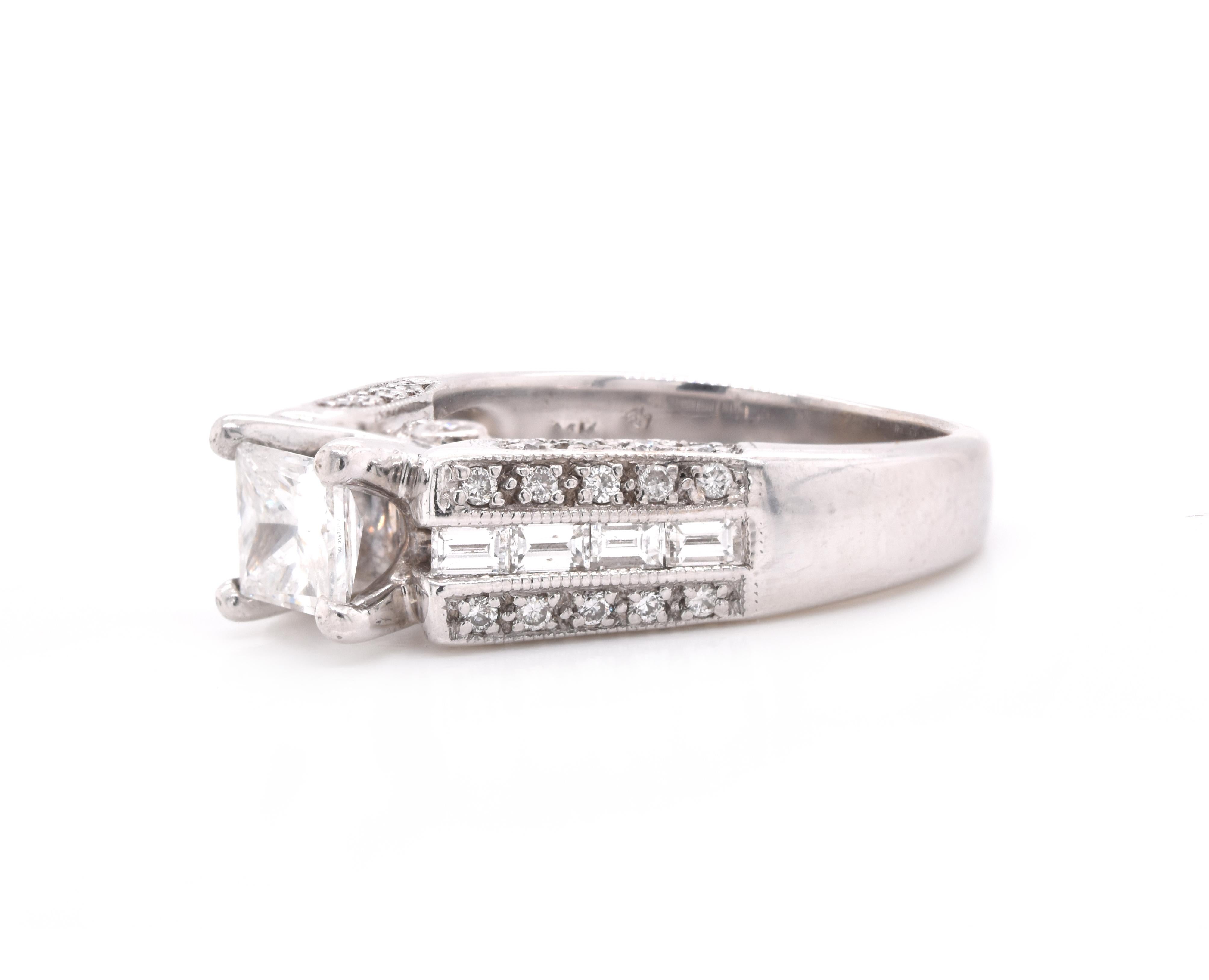 Princess Cut 14 Karat White Gold Diamond Engagement Ring