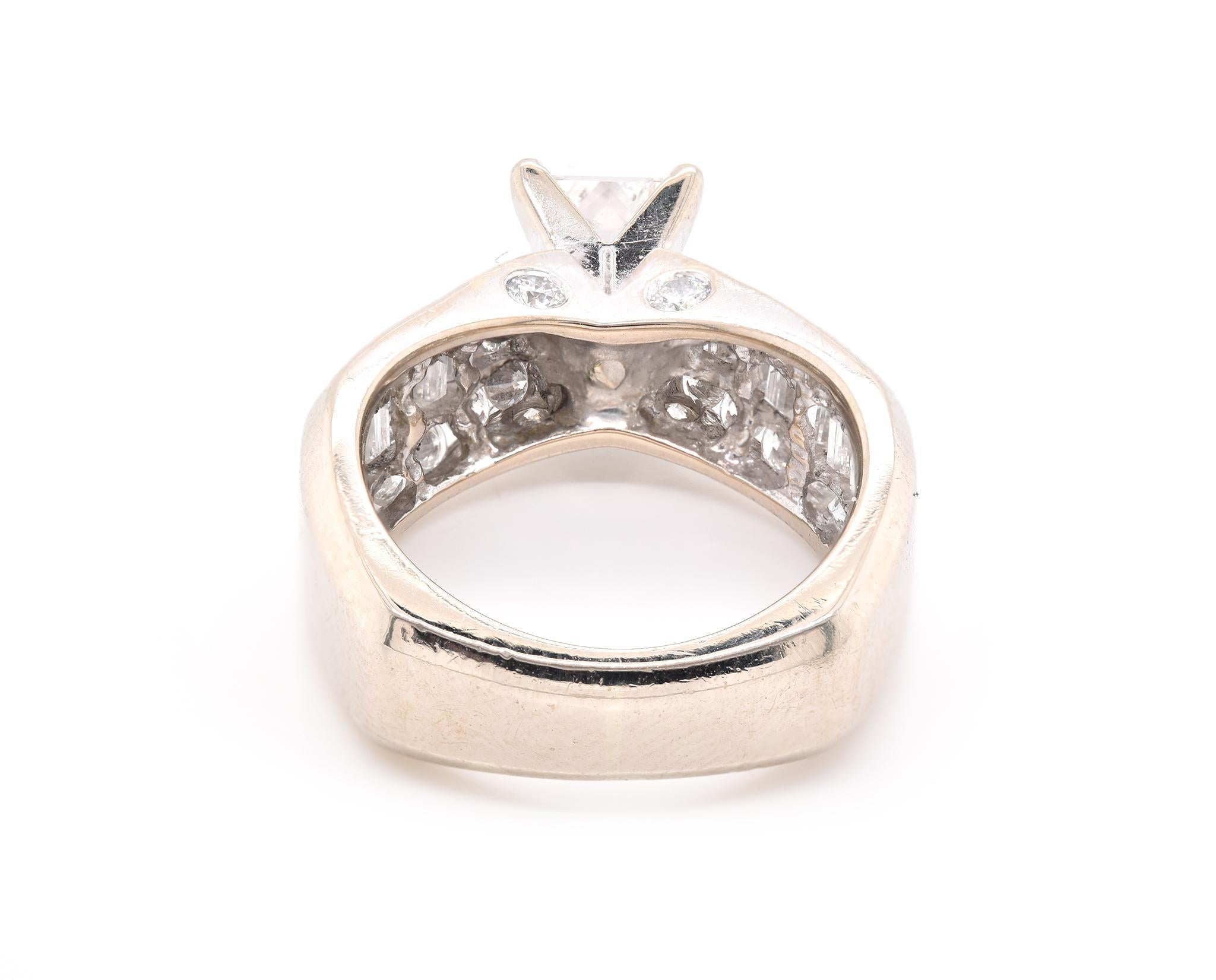 Taglio princess Anello di fidanzamento con diamante in oro bianco 14 carati in vendita