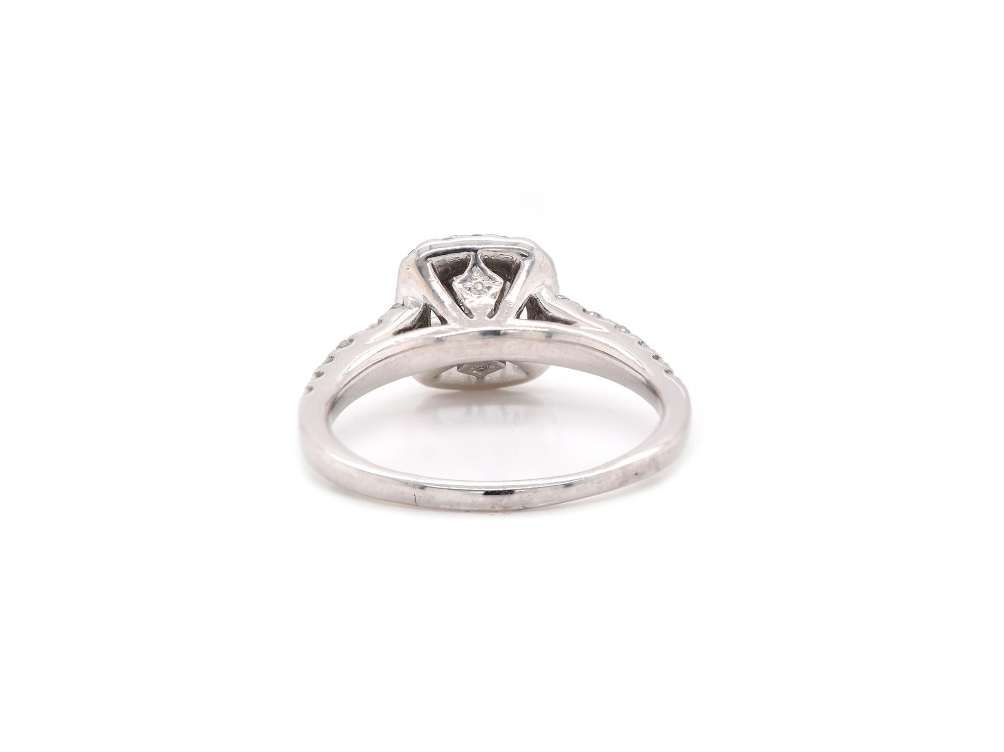 Round Cut 14 Karat White Gold Diamond Engagement Ring For Sale