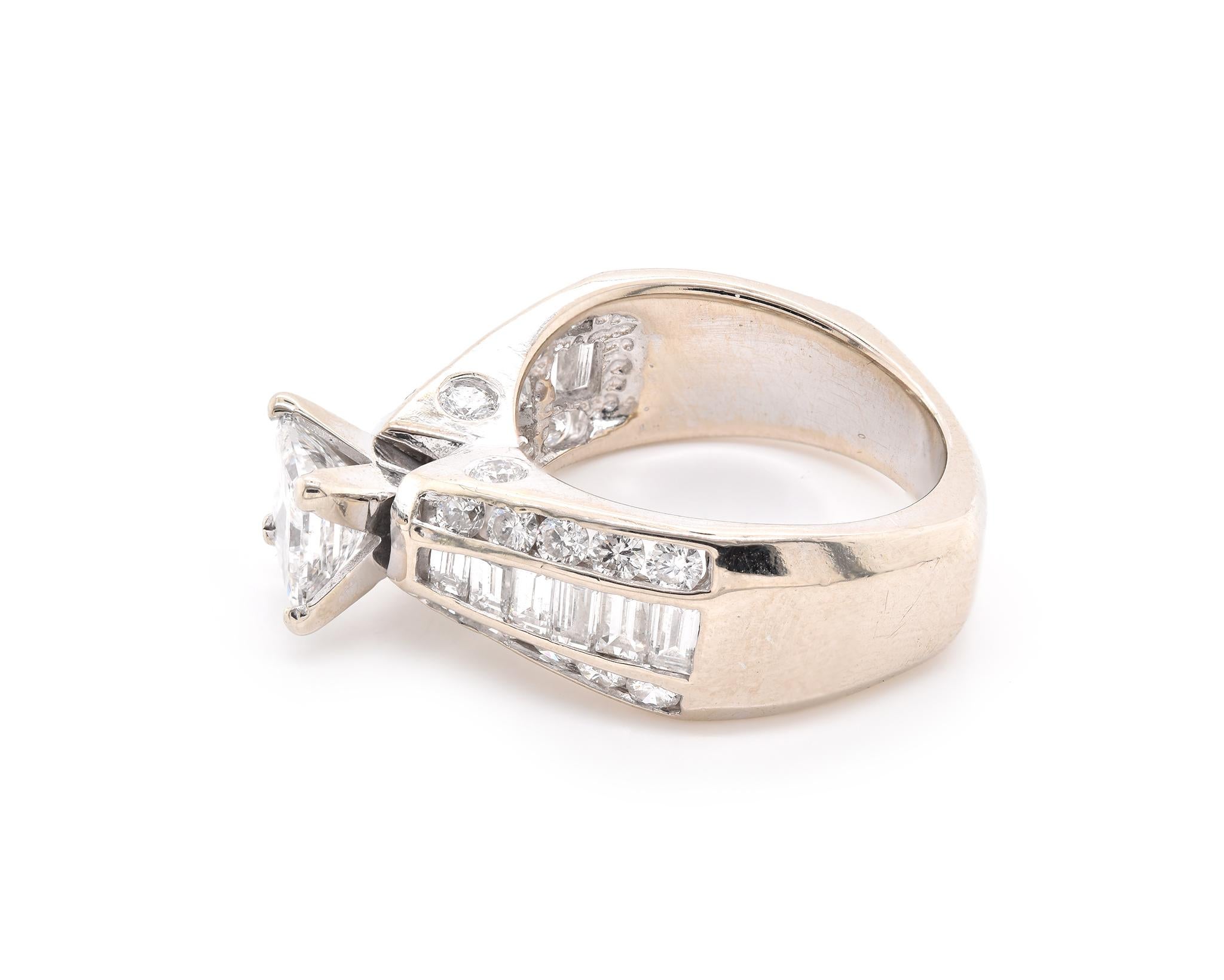 14 Karat White Gold Diamond Engagement Ring In Excellent Condition For Sale In Scottsdale, AZ