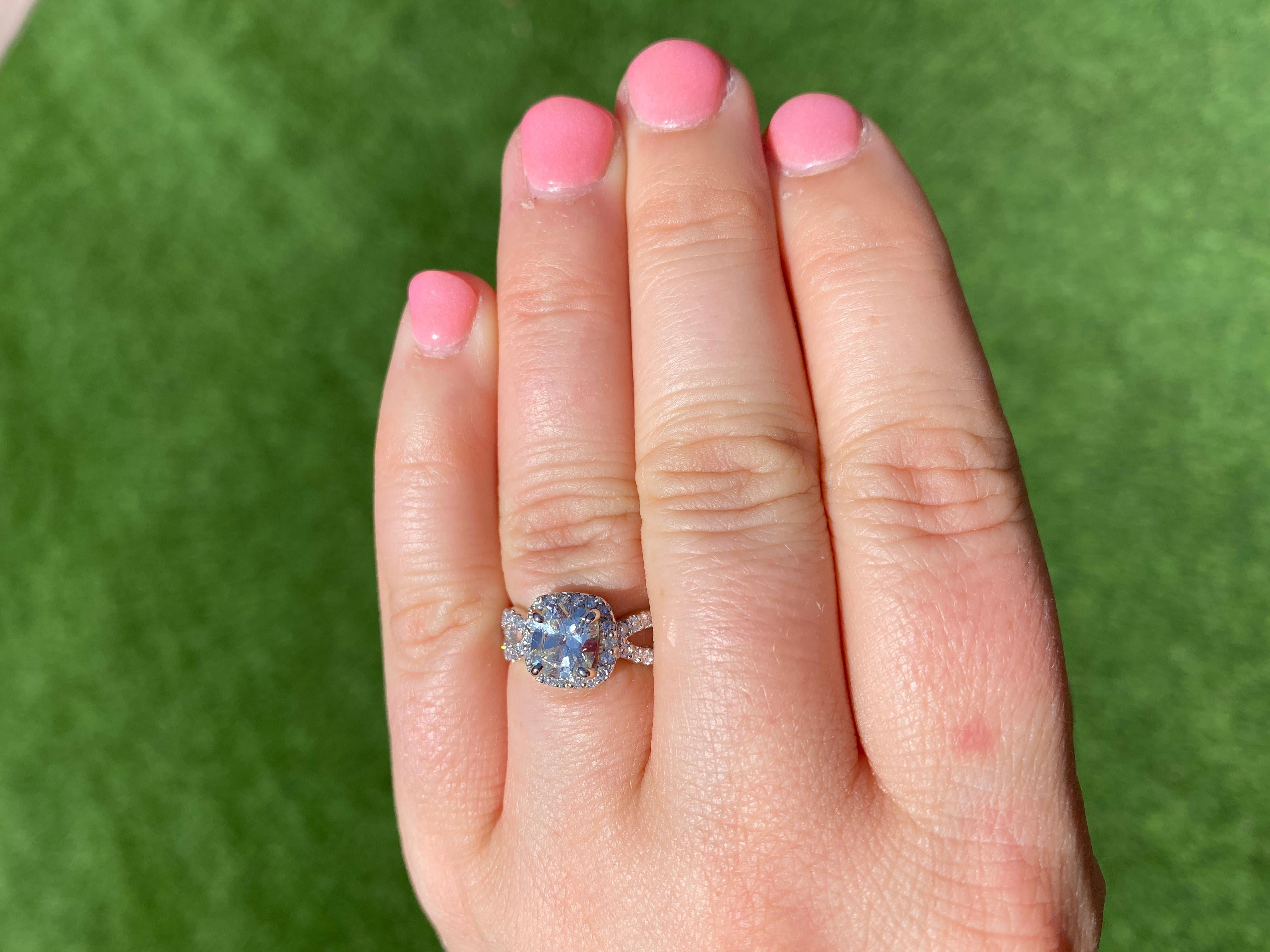  Bague de fiançailles en or blanc 14 carats avec diamants Pour femmes 
