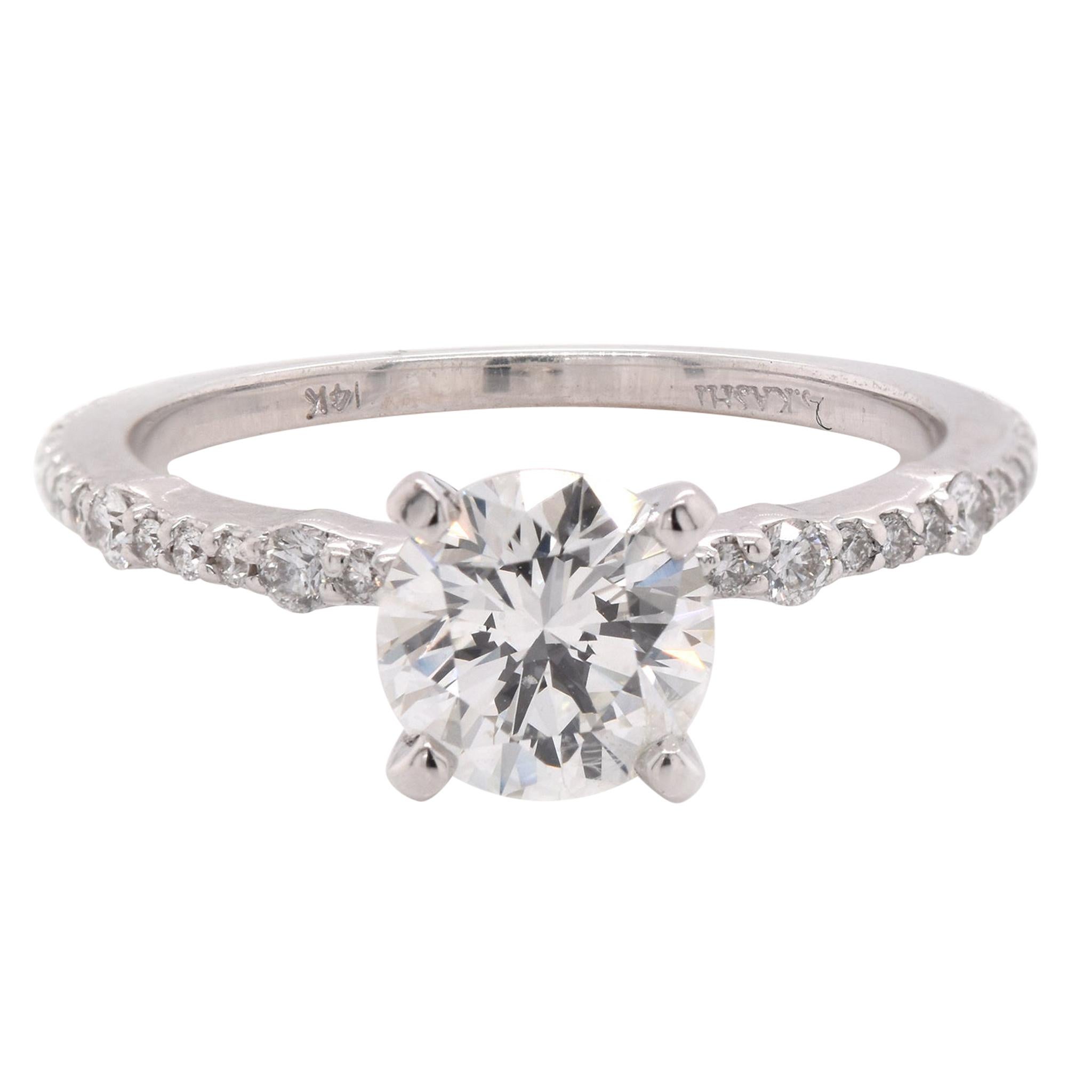 14 Karat White Gold Diamond Engagement Ring For Sale at 1stDibs white