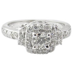Bague de fiançailles en or blanc 14 carats et diamants
