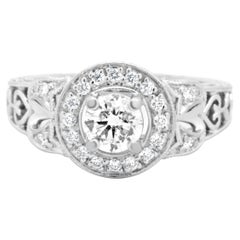 Bague de fiançailles en or blanc 14 carats et diamants