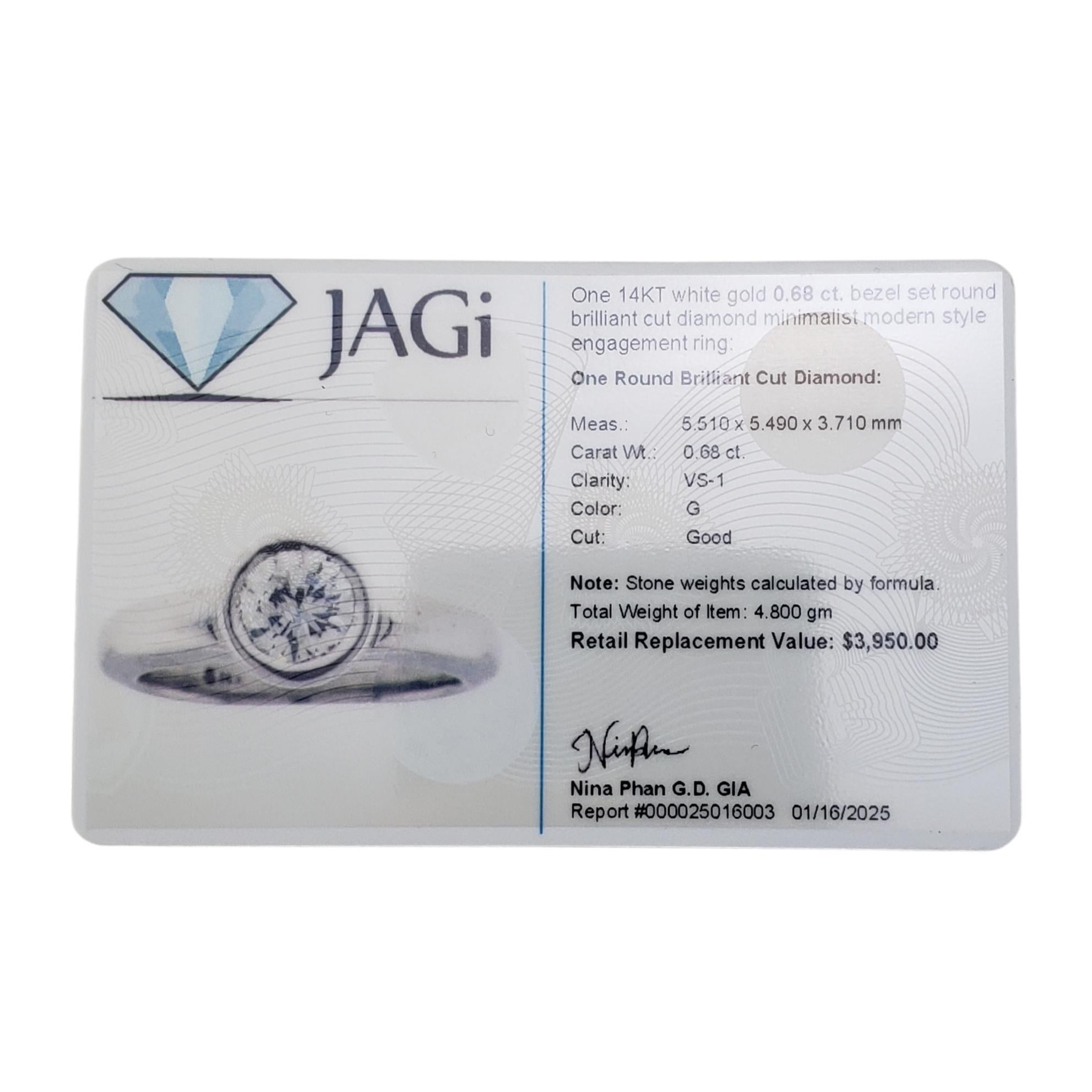 14 Karat White Gold Diamond Engagement Ring Size 5.25 #20708 For Sale 3