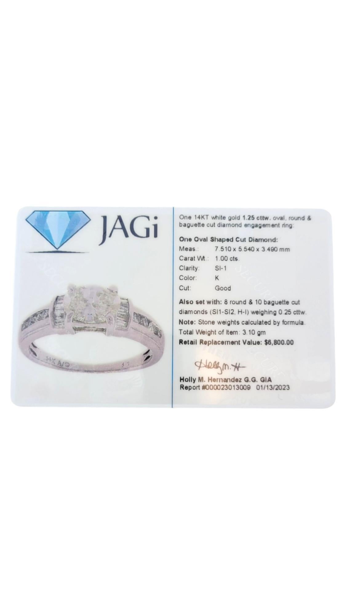 14 Karat White Gold Diamond Engagement Ring Size 5.5 #16951 For Sale 3