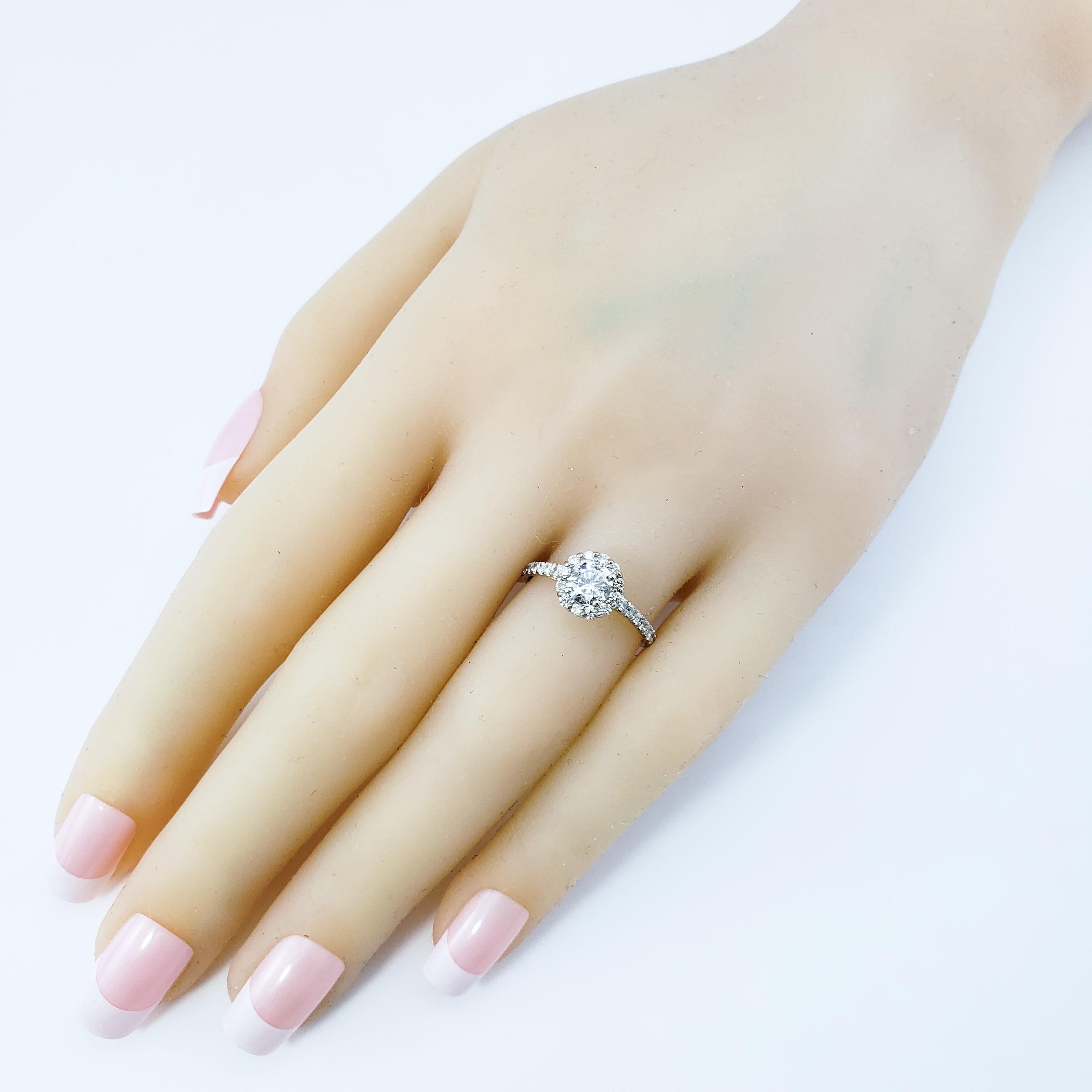 Women's or Men's 14 Karat White Gold Diamond Engagement Ring  For Sale