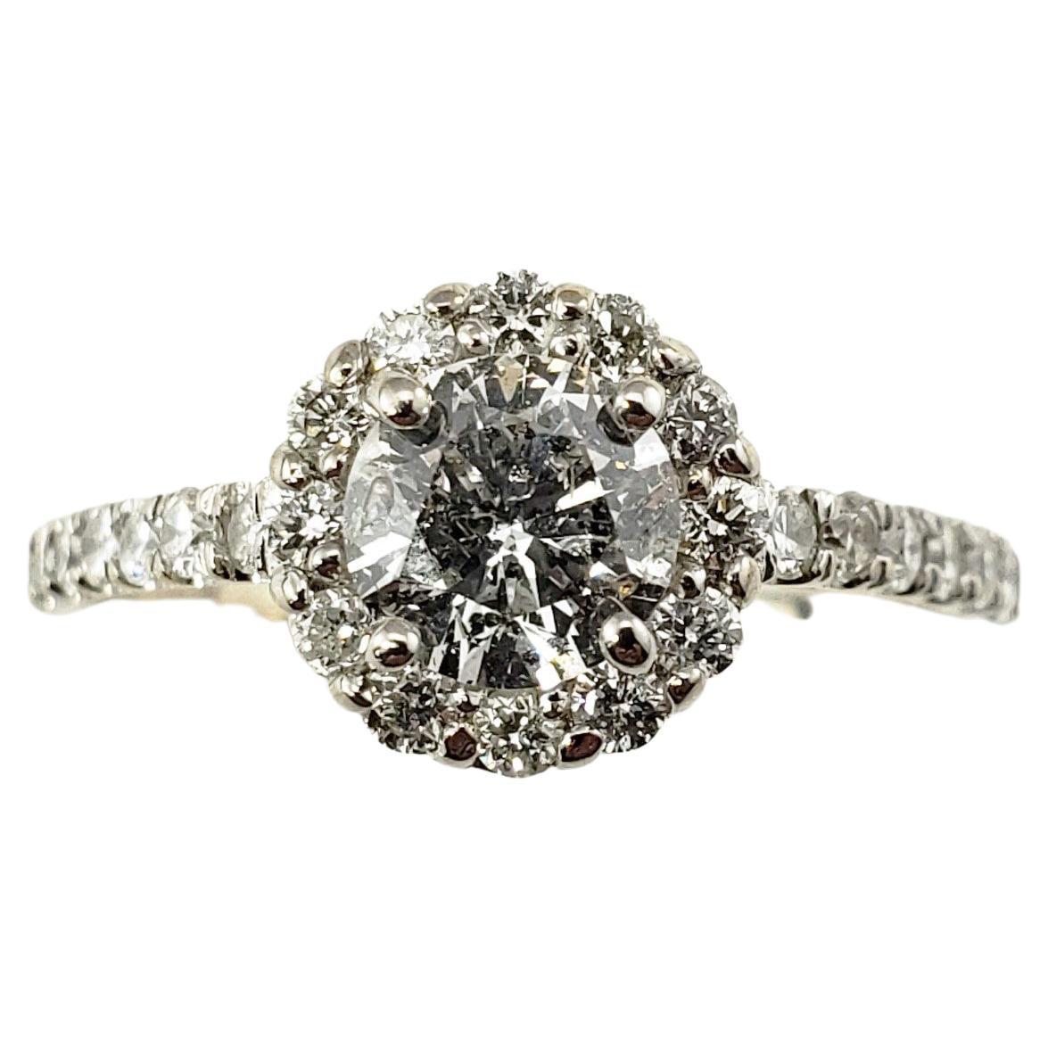 14 Karat White Gold Diamond Engagement Ring  For Sale