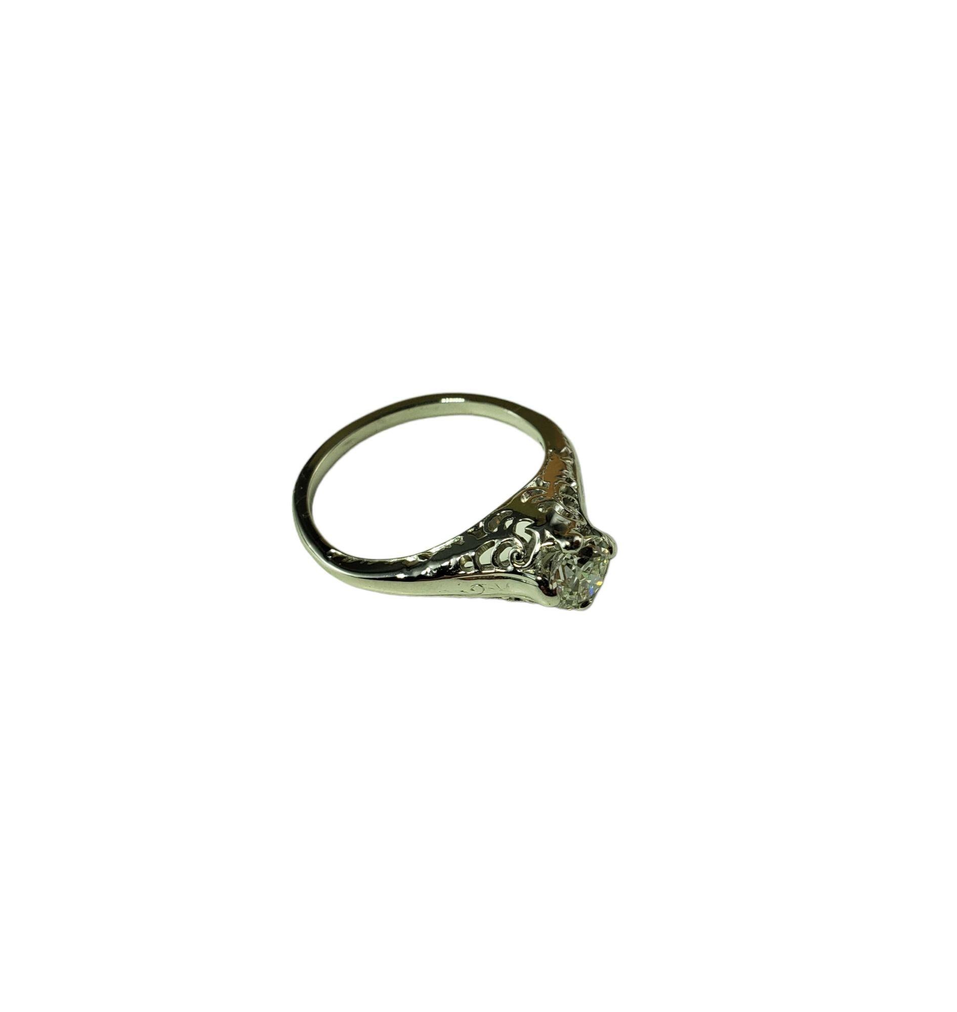 Old Mine Cut 14 Karat White Gold Diamond Engagement Ring Size 5.75 #14489