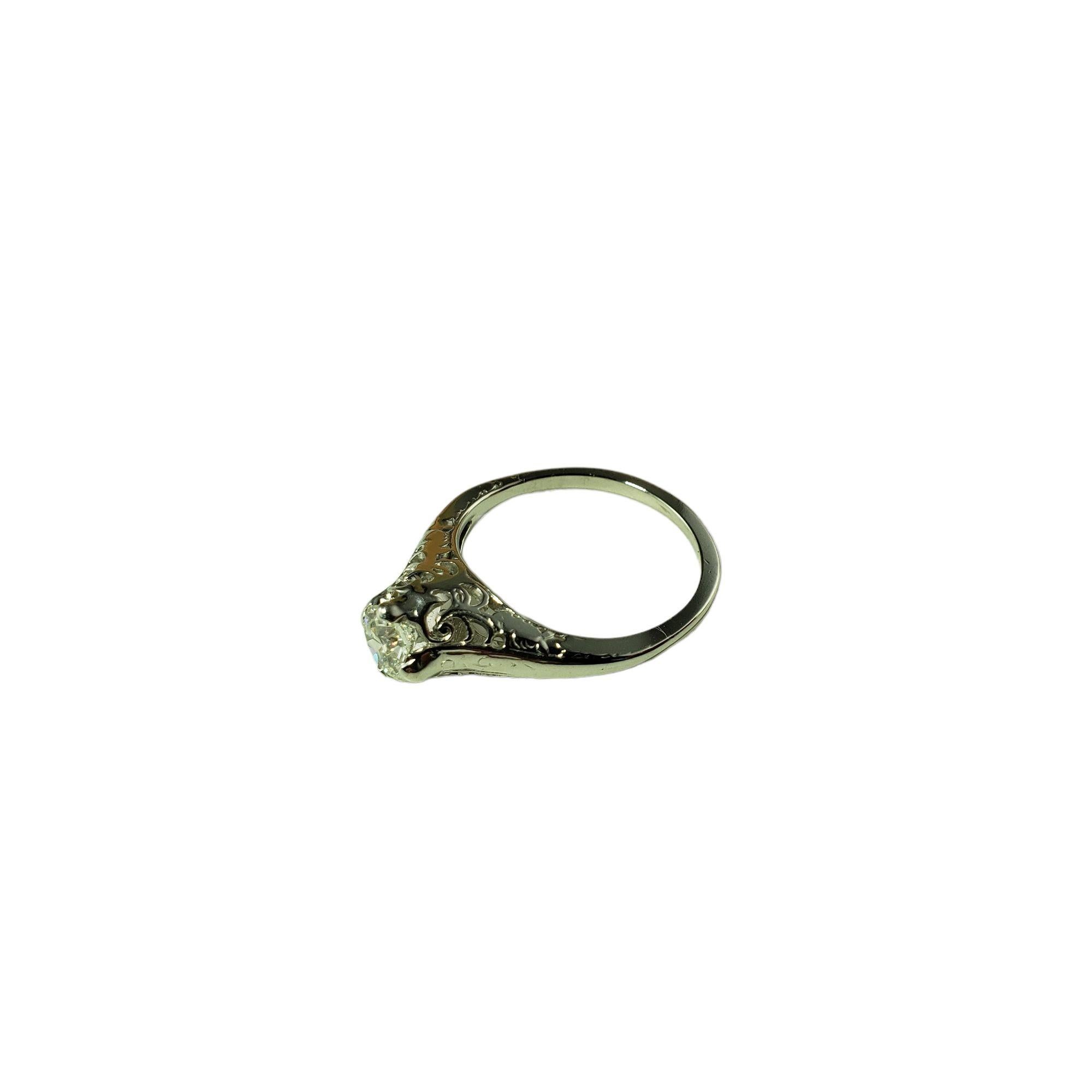 14 Karat White Gold Diamond Engagement Ring Size 5.75 #14489 In Good Condition In Washington Depot, CT