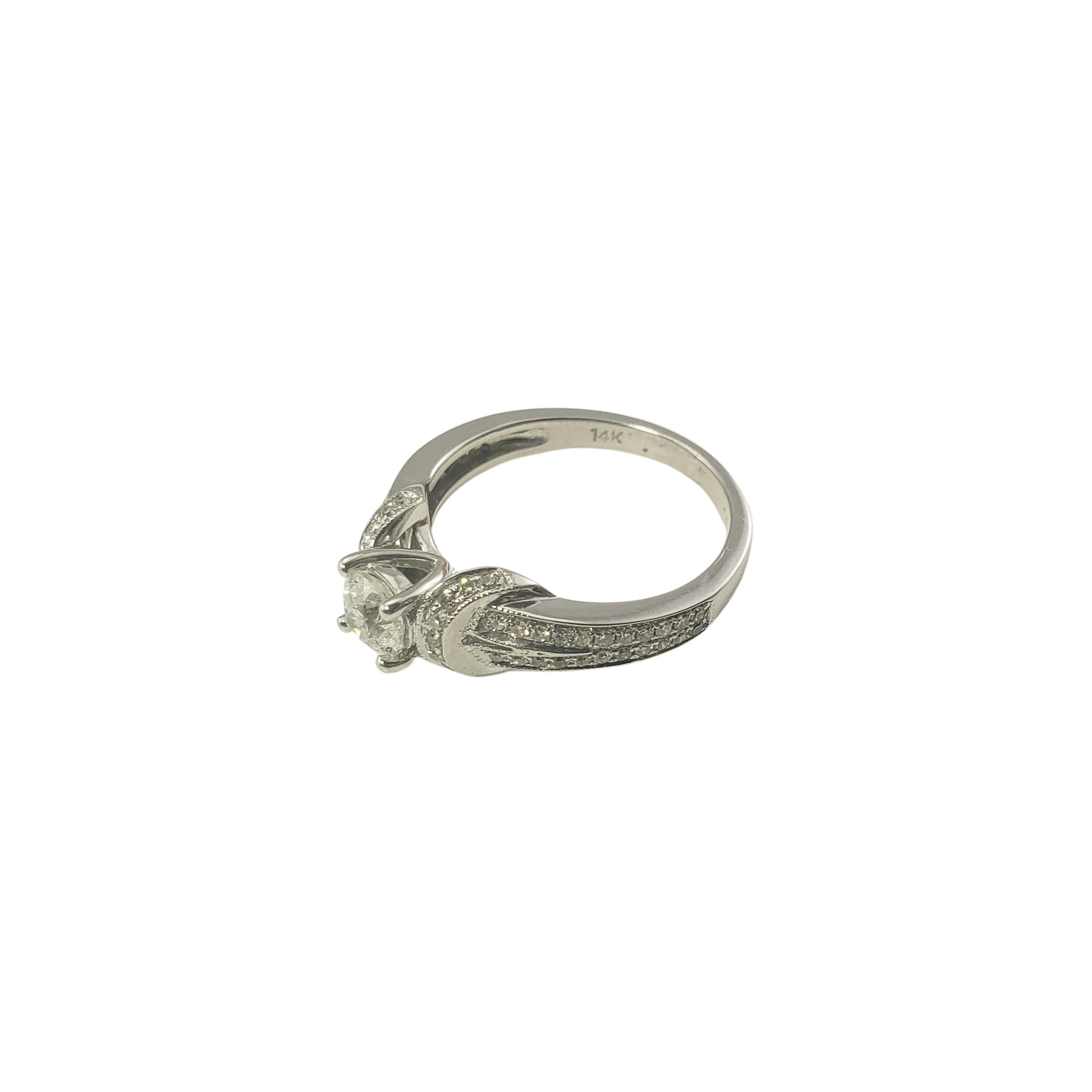 Women's 14 Karat White Gold Diamond Engagement Ring For Sale