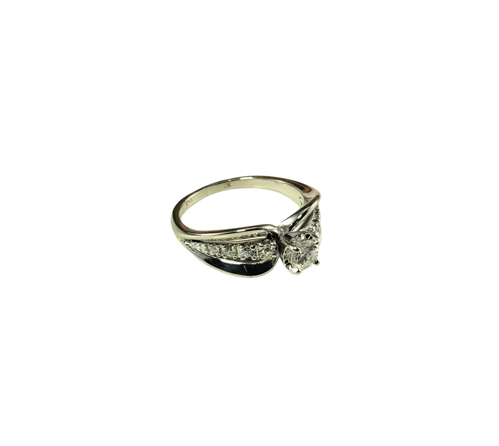 Round Cut 14 Karat White Gold Diamond Engagement Ring Size 6.25 #16100 For Sale