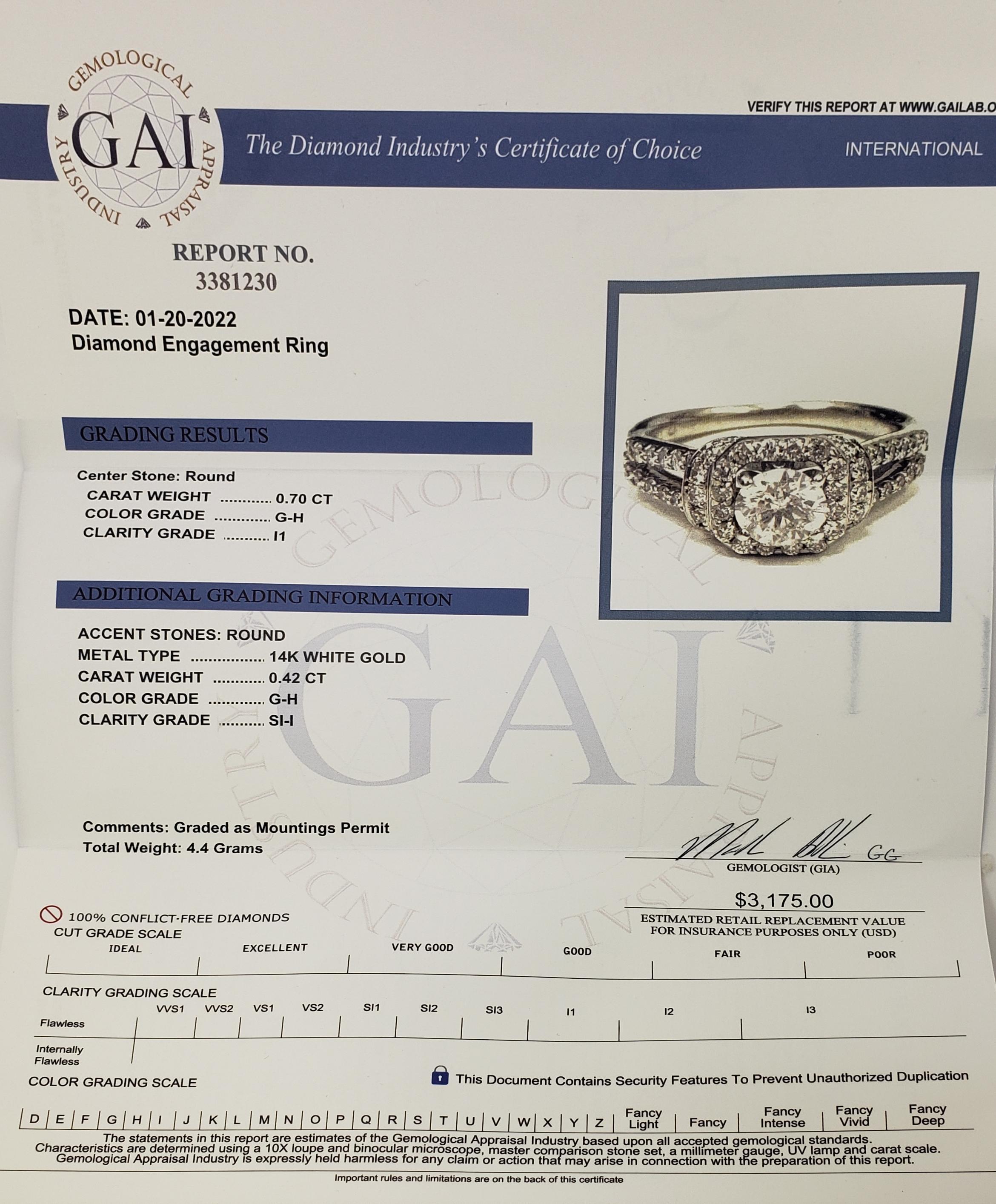 14 Karat White Gold Diamond Engagement Ring 5