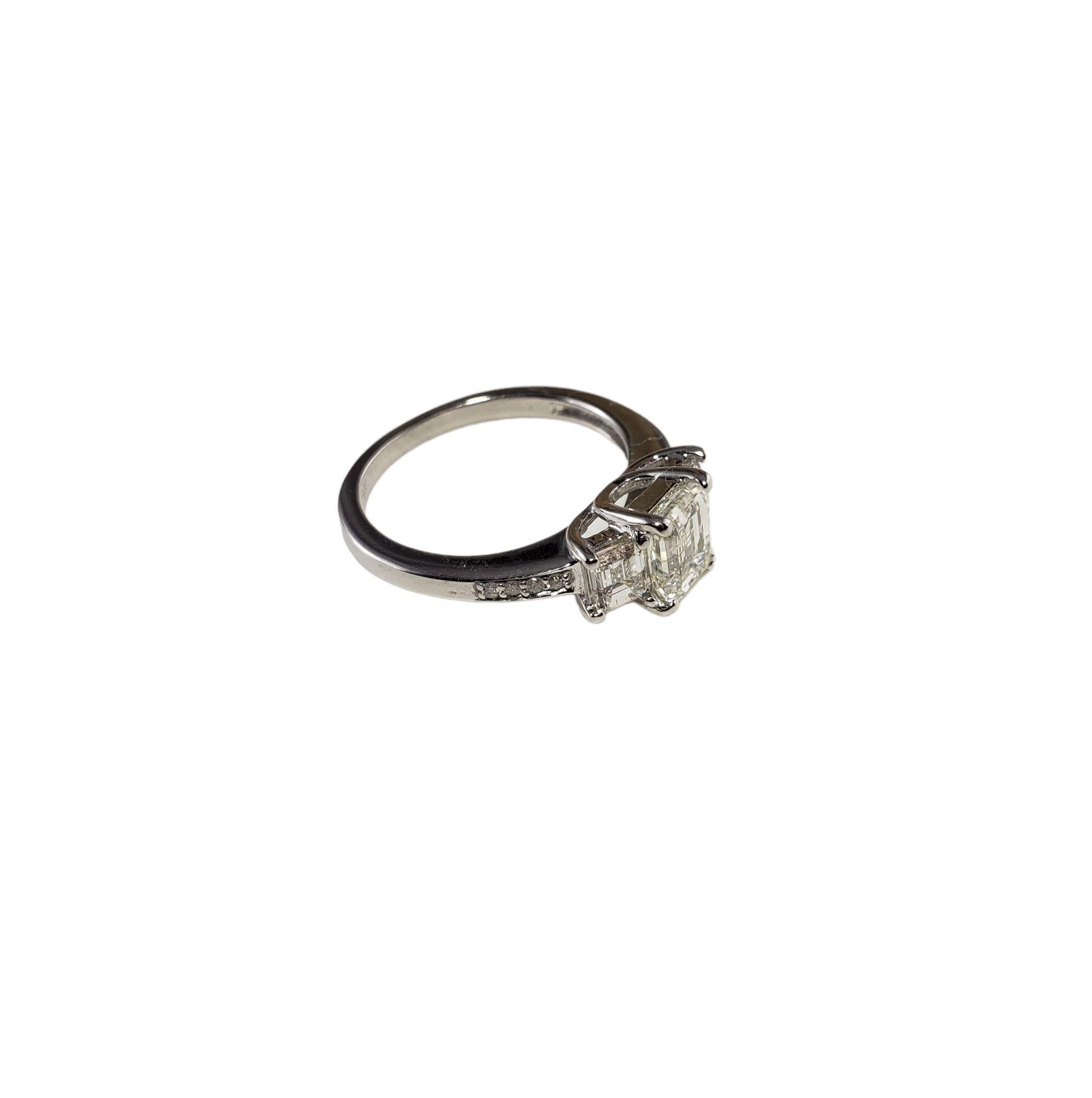 Emerald Cut 14 Karat White Gold Diamond Engagement Ring Size 6.5 #14591 For Sale