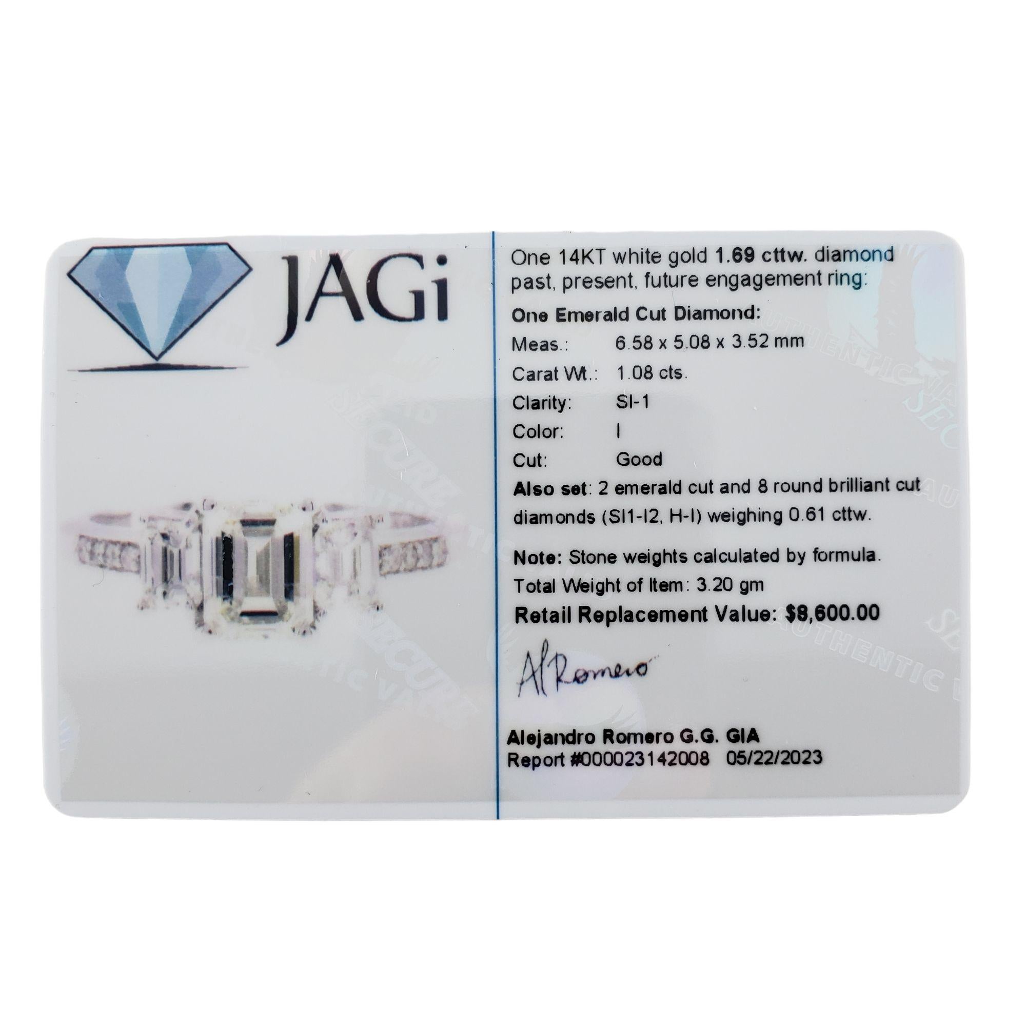 14 Karat White Gold Diamond Engagement Ring Size 6.5 #14591 For Sale 1