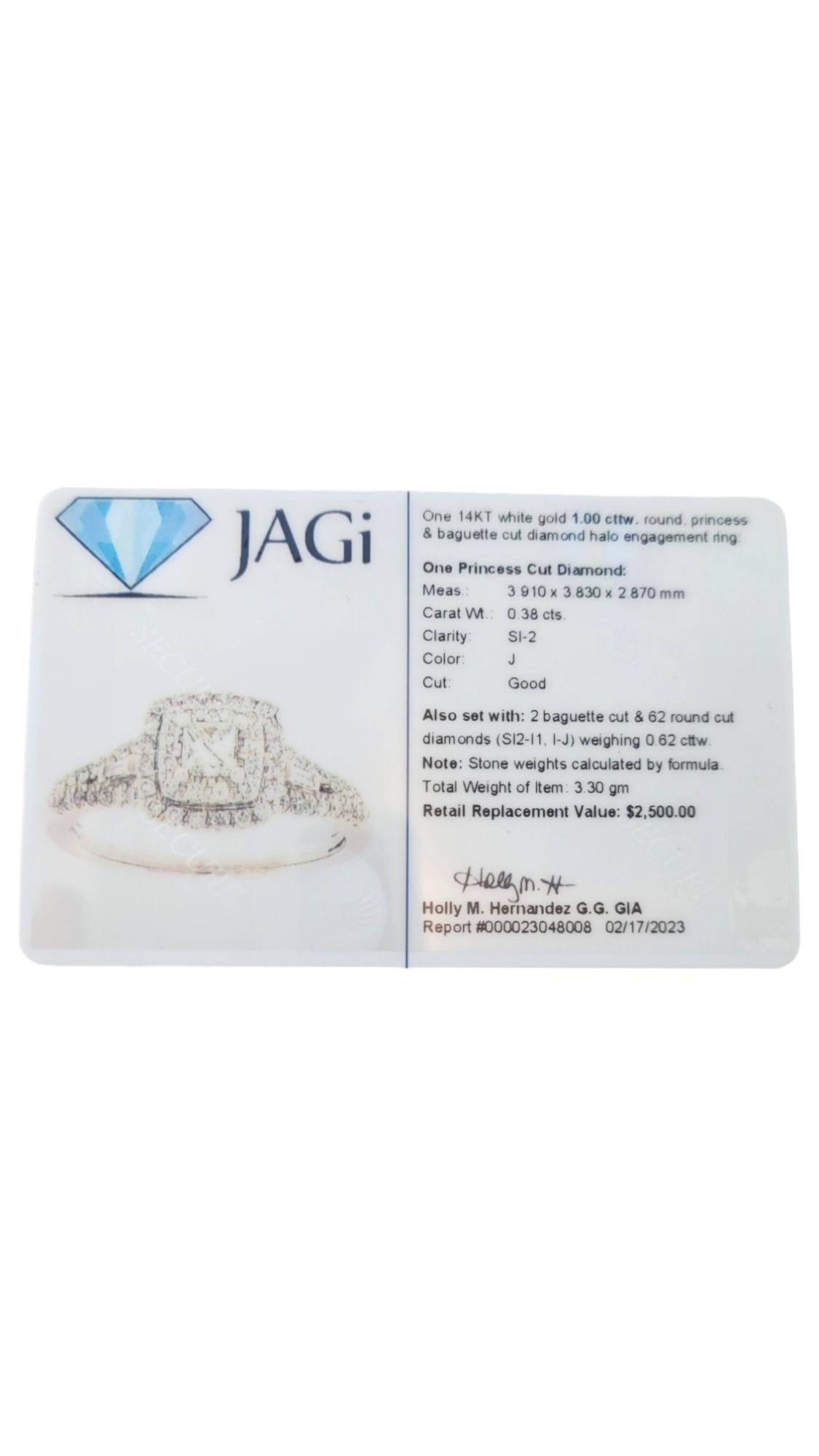 Women's 14 Karat White Gold Diamond Engagement Ring Size 6.75 #16991 For Sale