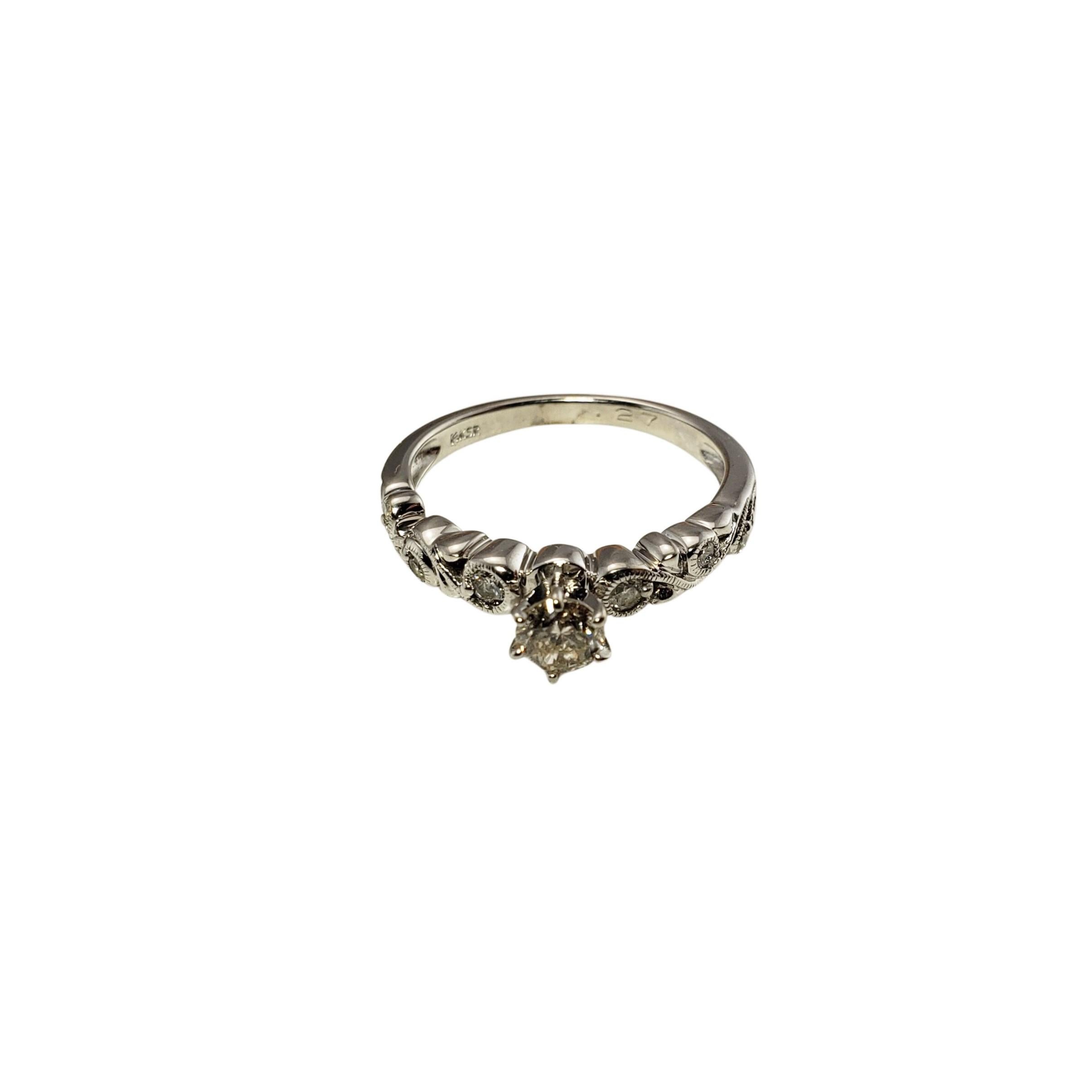  14 Karat White Gold Diamond Engagement Ring For Sale 2