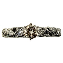 Vintage  14 Karat White Gold Diamond Engagement Ring
