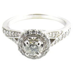 Bague de fiançailles en or blanc 14 carats avec diamants