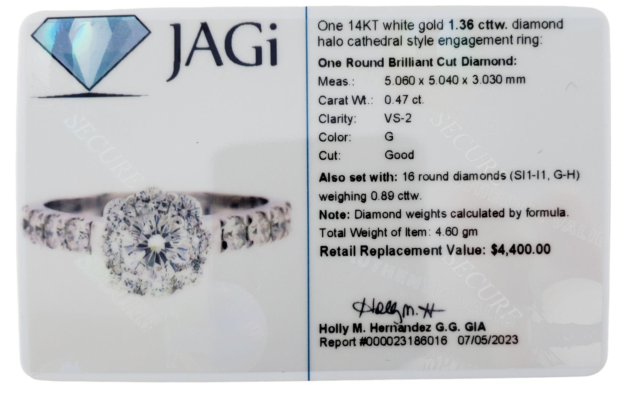 14 Karat White Gold Diamond Engagement Ring Size 8 #14905 For Sale 4