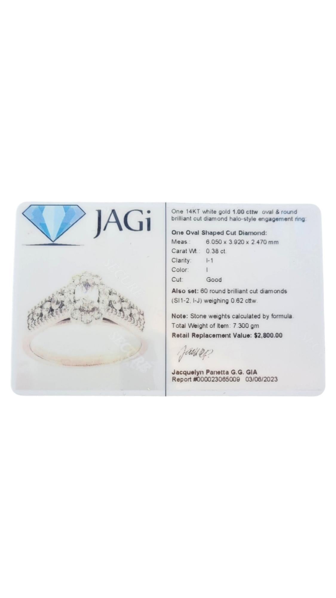 14 Karat White Gold Diamond Engagement Ring Size 8.75 #16989 For Sale 2