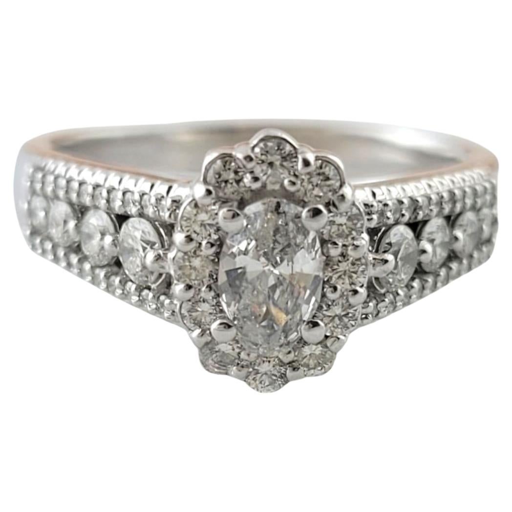 14 Karat White Gold Diamond Engagement Ring Size 8.75 #16989 For Sale