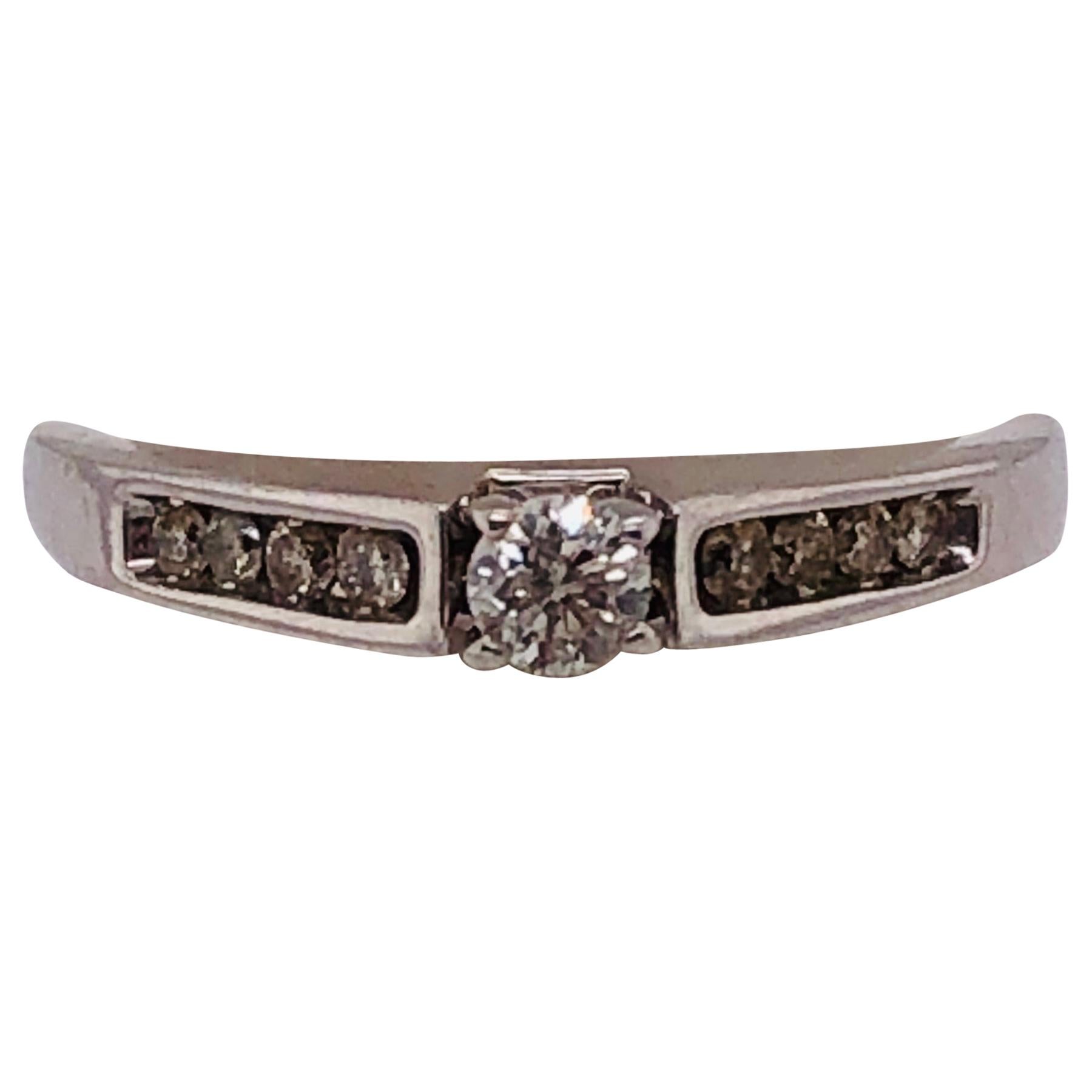 14 Karat White Gold Diamond Engagement Ring Stack Ring Bridal Band