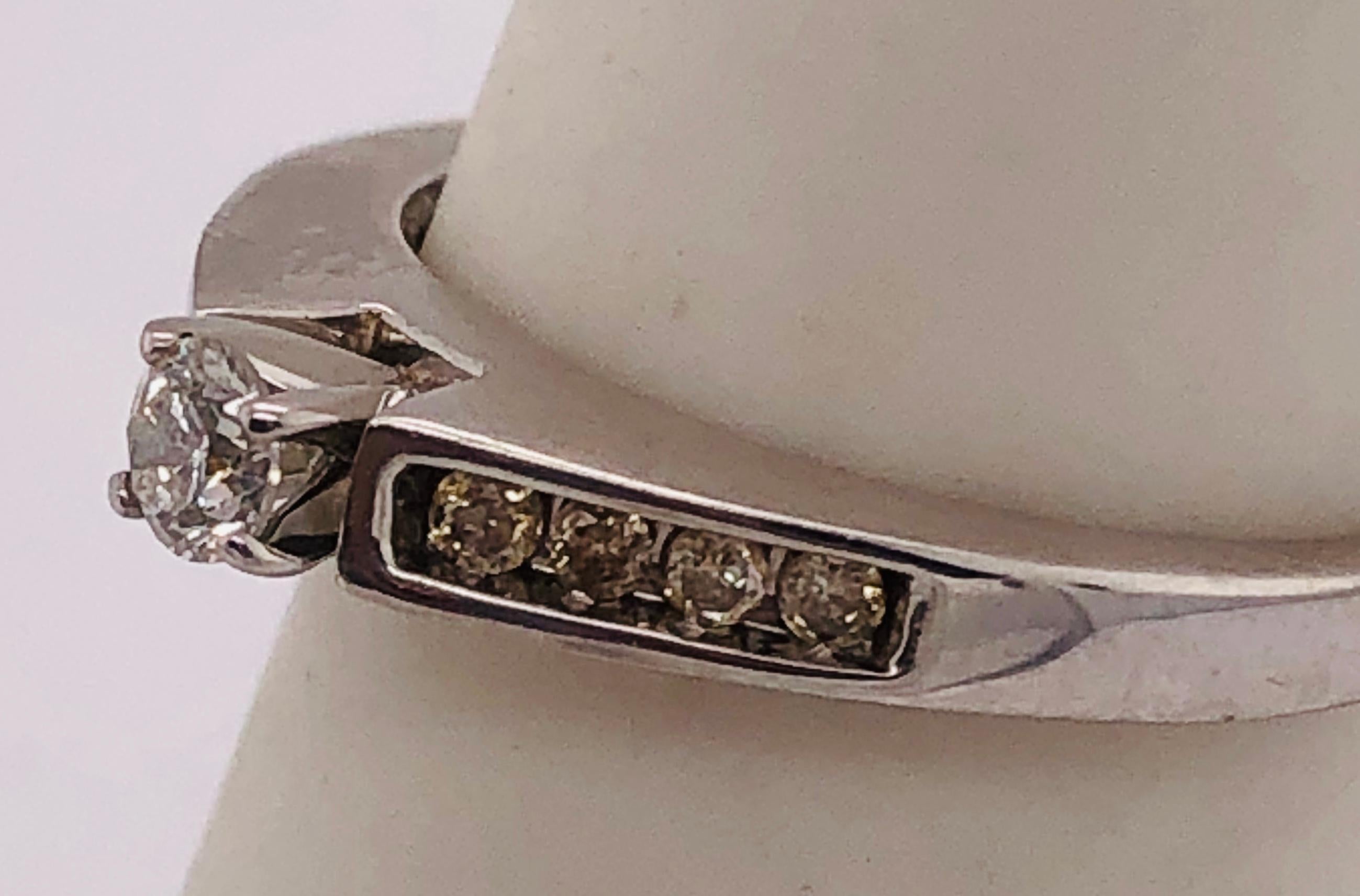 14 Karat White Gold Diamond Engagement Ring Stack Ring Bridal Band For Sale 3