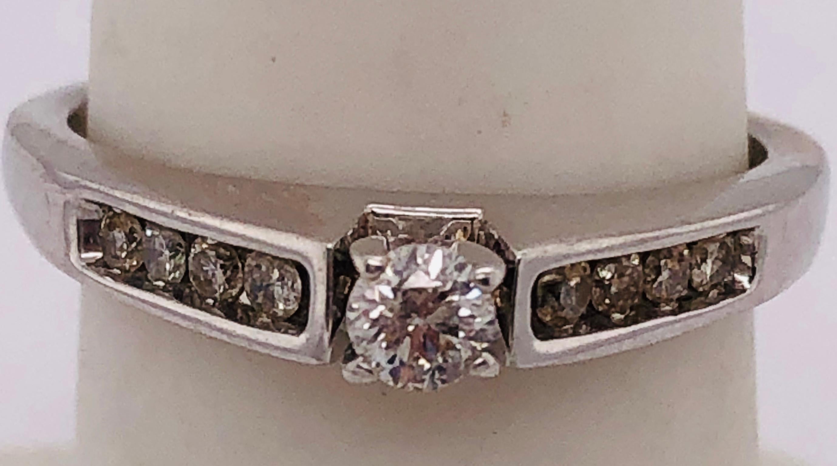 Modern 14 Karat White Gold Diamond Engagement Ring Stack Ring Bridal Band For Sale