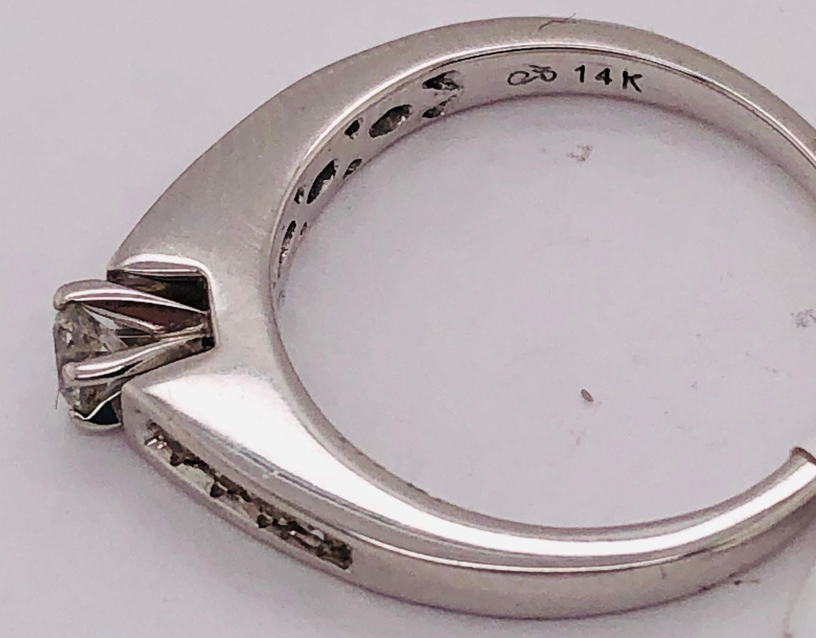 Women's or Men's 14 Karat White Gold Diamond Engagement Ring Stack Ring Bridal Band For Sale