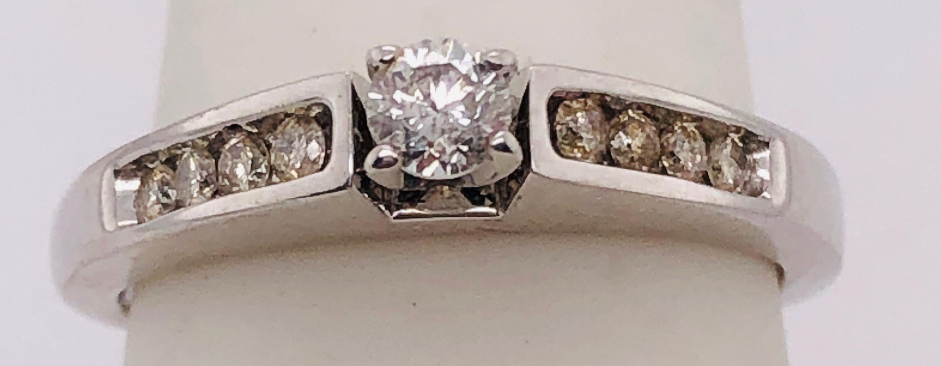 14 Karat White Gold Diamond Engagement Ring Stack Ring Bridal Band For Sale 1