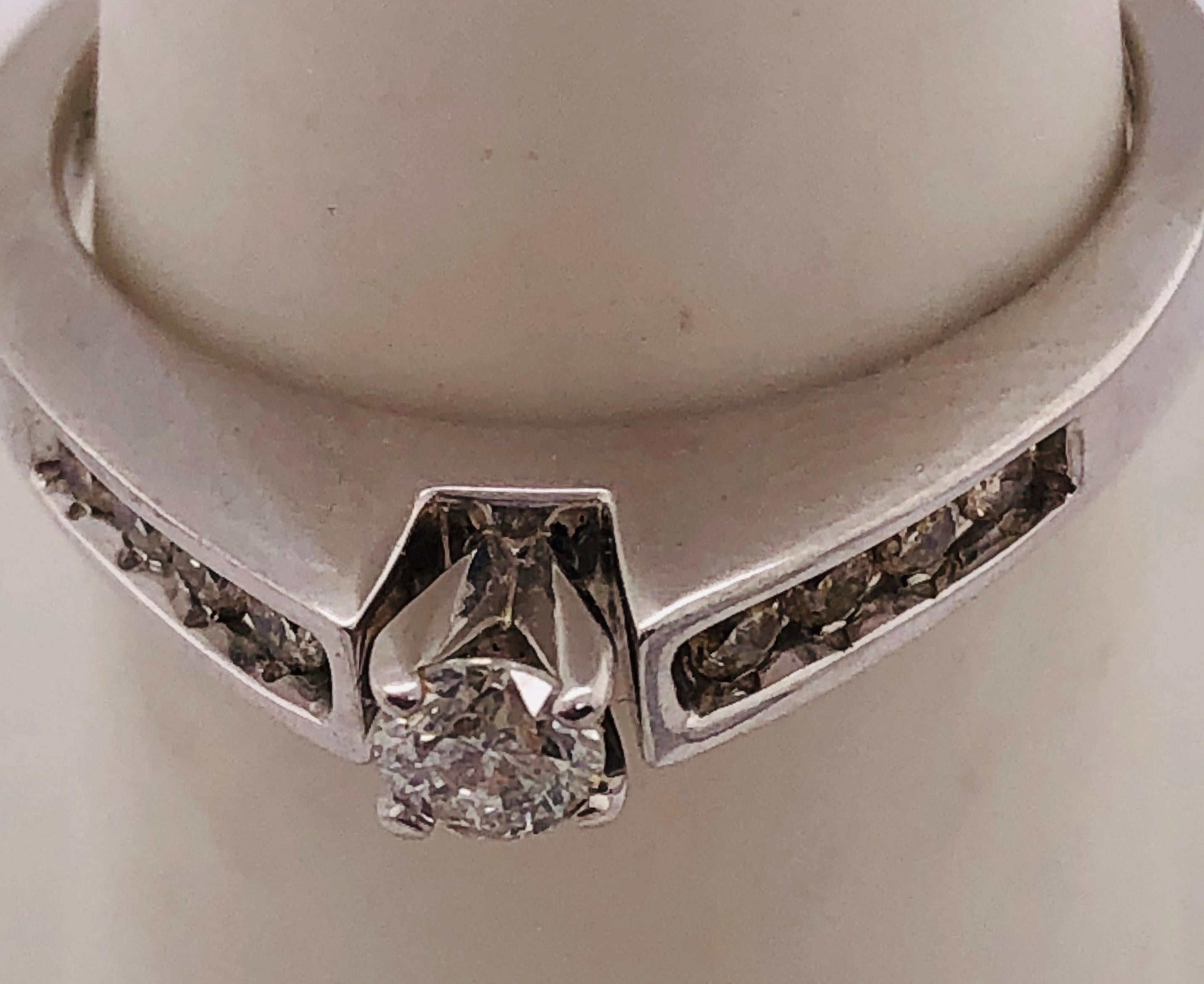 14 Karat White Gold Diamond Engagement Ring Stack Ring Bridal Band For Sale 2