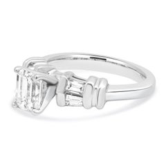 14 Karat White Gold Diamond Engagement Ring w/ Baguette Accents