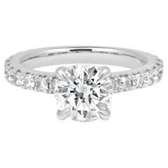 14 Karat White Gold Diamond Engagement Ring w/Hidden Halo