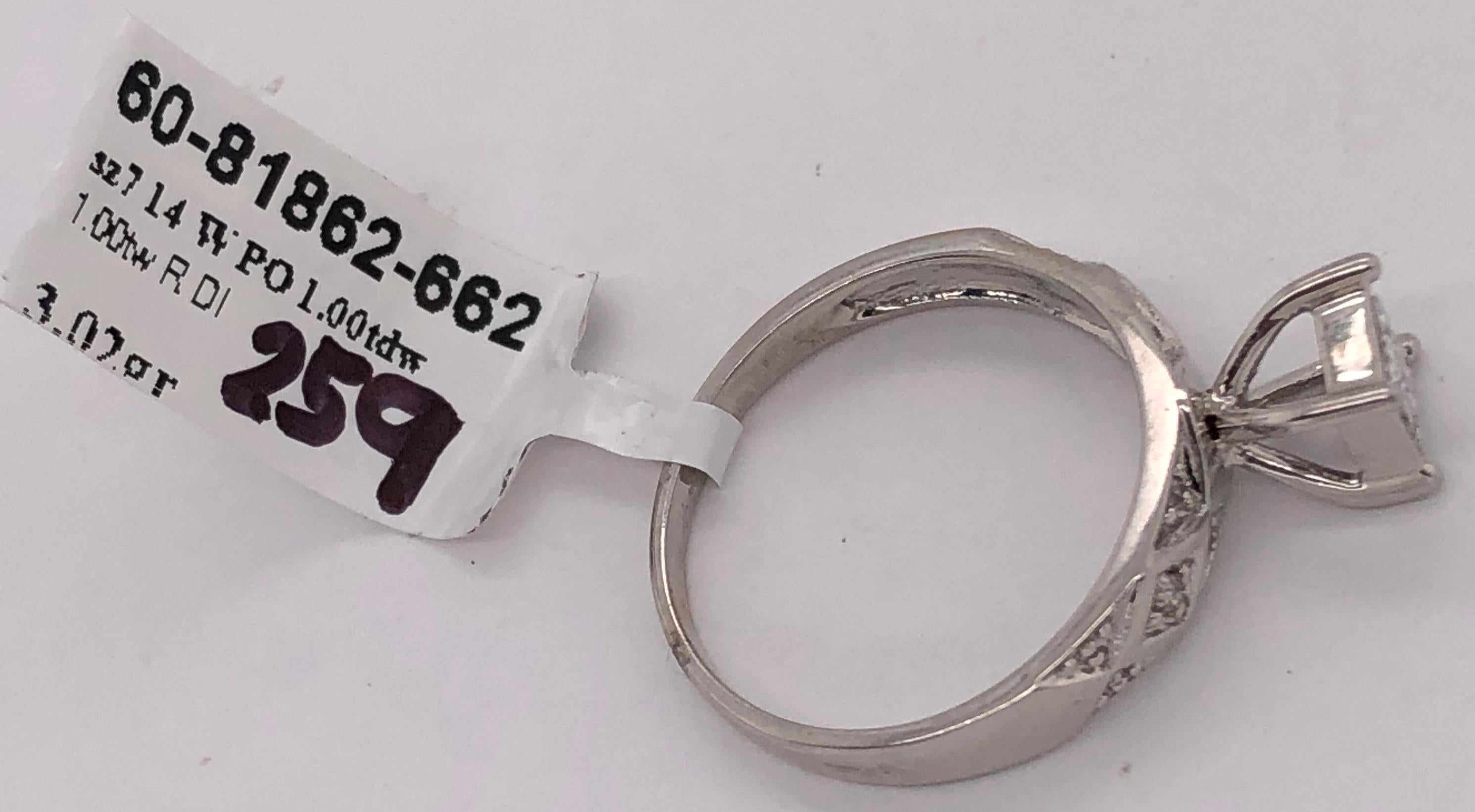 14 Karat White Gold Diamond Engagement Ring Wedding Band Stack Ring For Sale 2