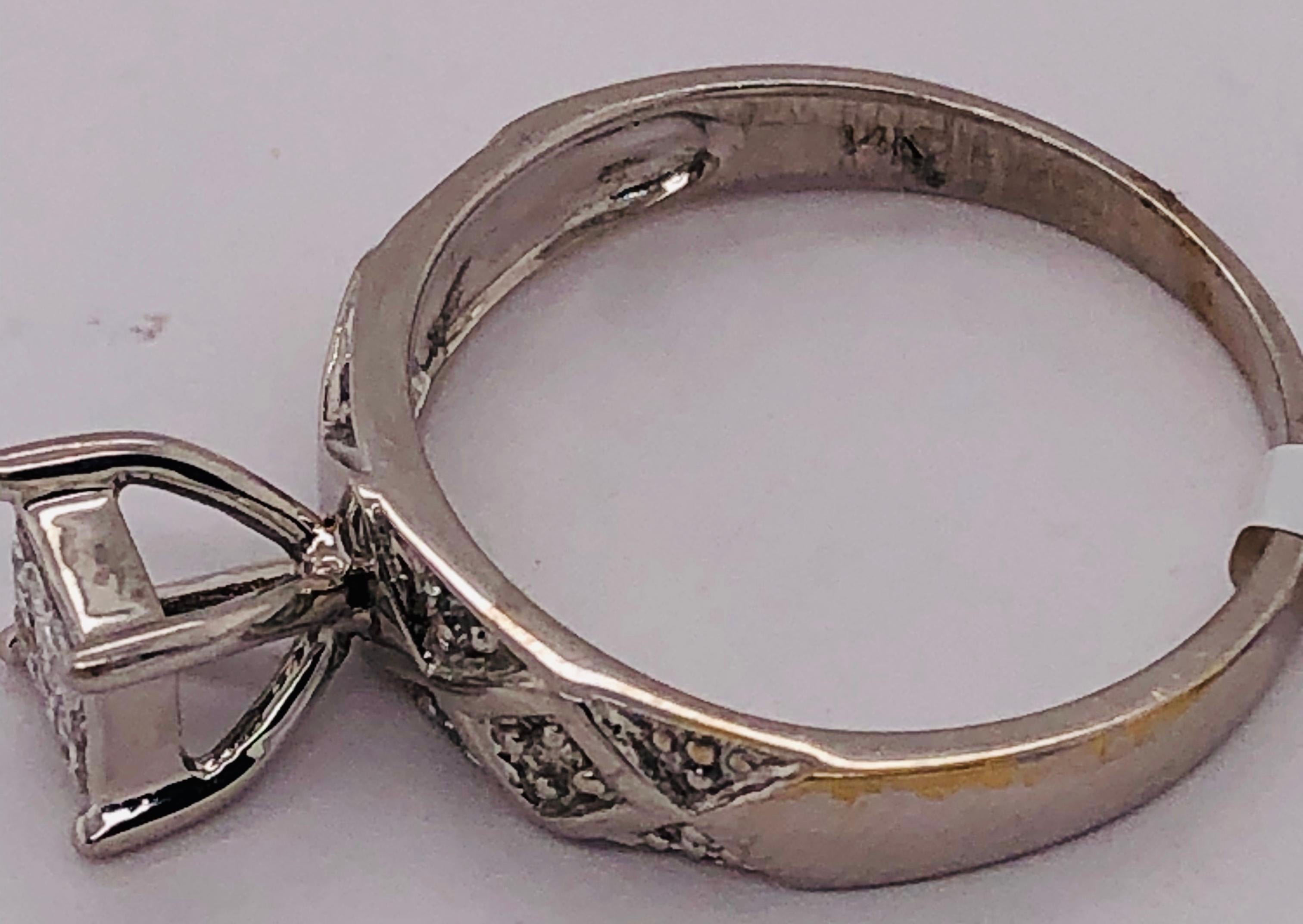 14 Karat White Gold Diamond Engagement Ring Wedding Band Stack Ring For Sale 1