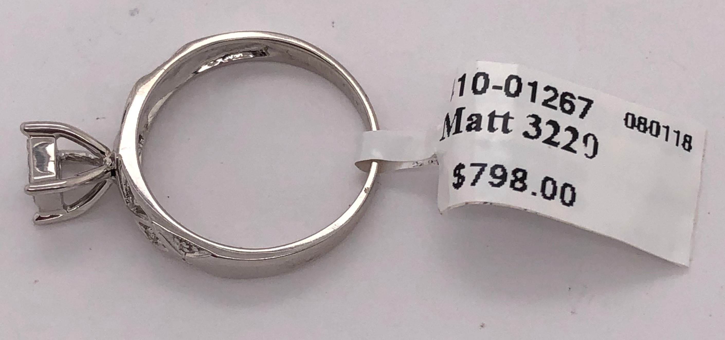 14 Karat White Gold Diamond Engagement Ring Wedding Band Stack Ring For Sale 2
